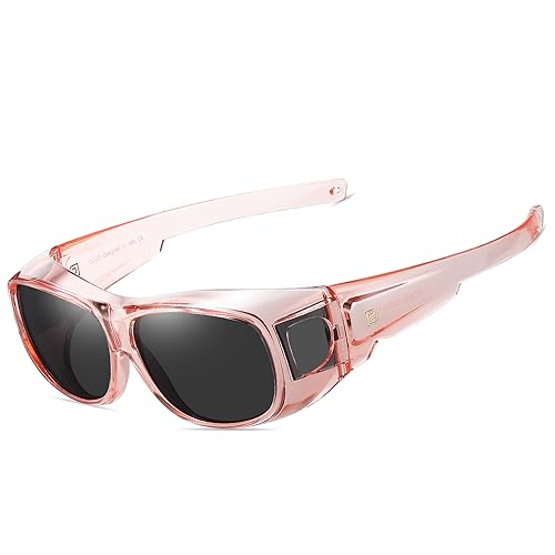 Transparent Pink Frame Grey Lens