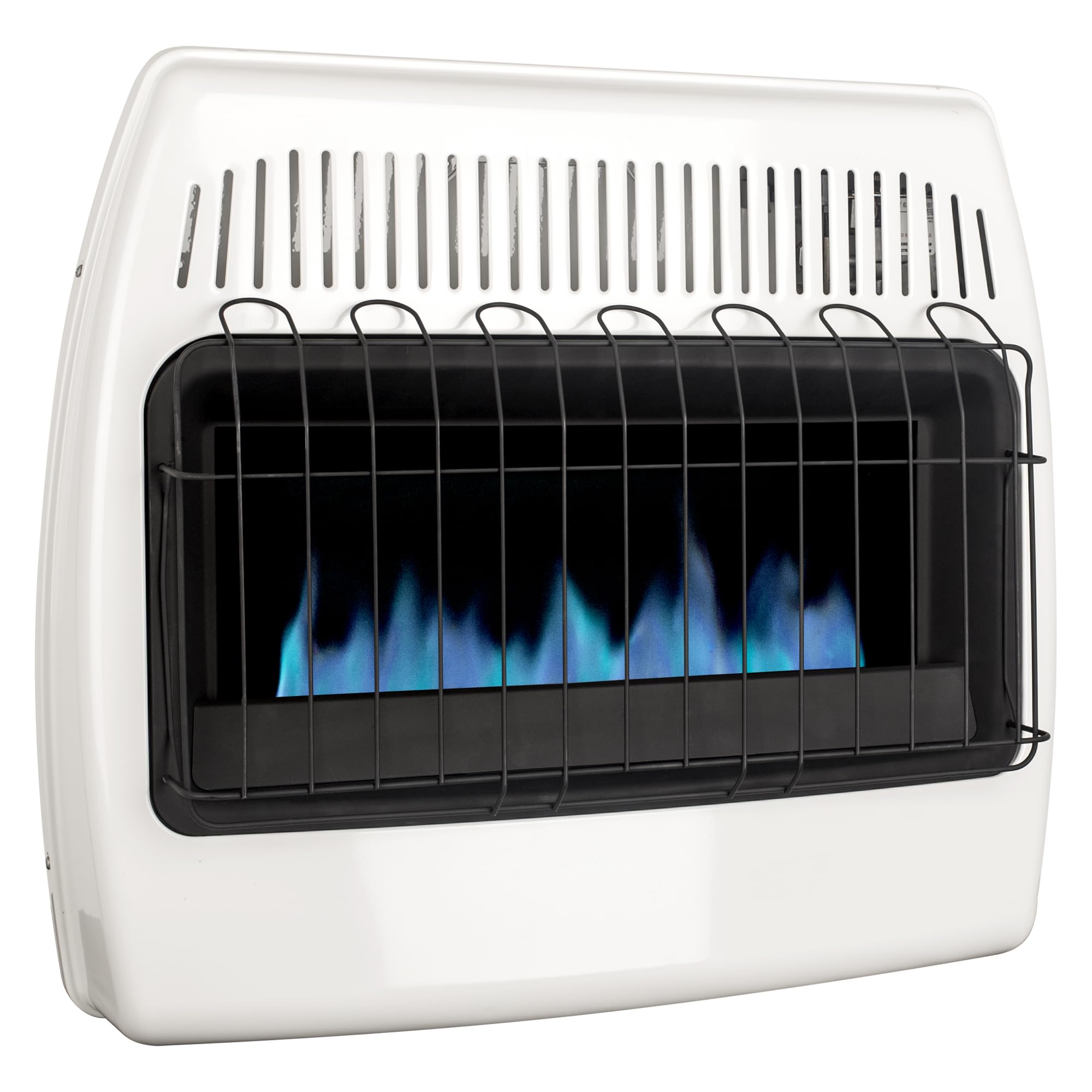 Dyna-Glo 30,000 BTU White Liquid Propane Blue Flame Vent-Free Wall Heater for Garage, Basement & Workshop - Indoor Safe Heating Solution