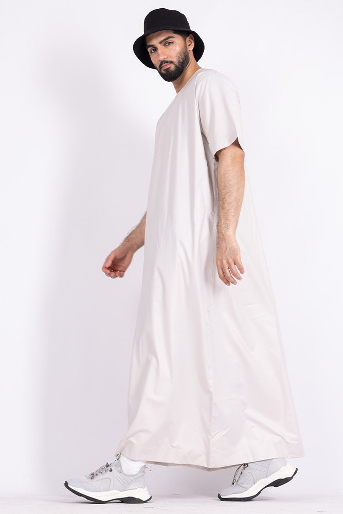 Magnolia Half Sleeve Thobe for Women - Elegant Embroidered Islamic Dress for Prayer & Special Occasions