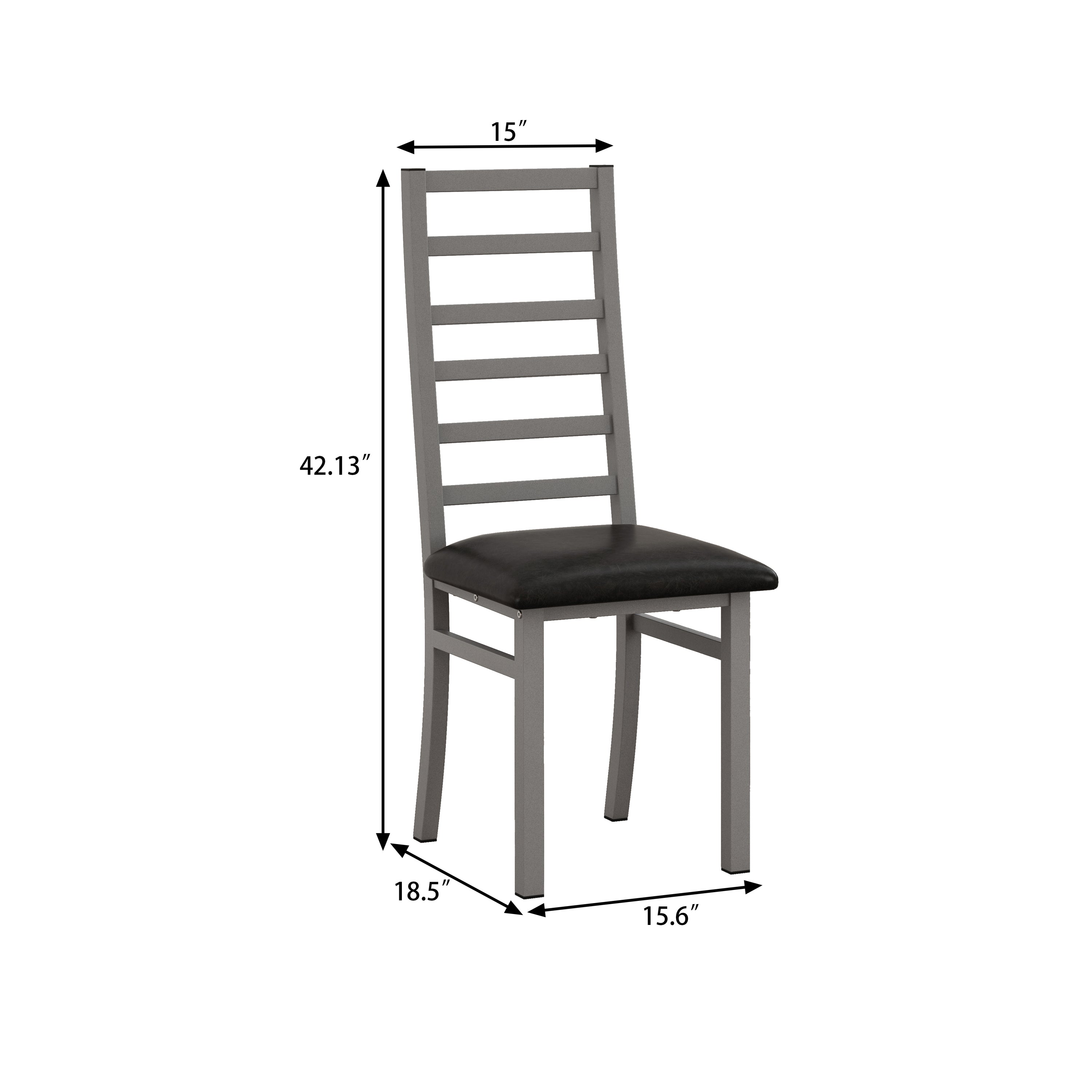 47 Inch Black Tulip Dining Table Set with 4 Gray Chairs - Compact 4-Person Kitchen Table for Small Spaces, Apartments & Coffee Shops - Modern Round Dining Room Furniture for Breakfast Nook & Bistro Settings