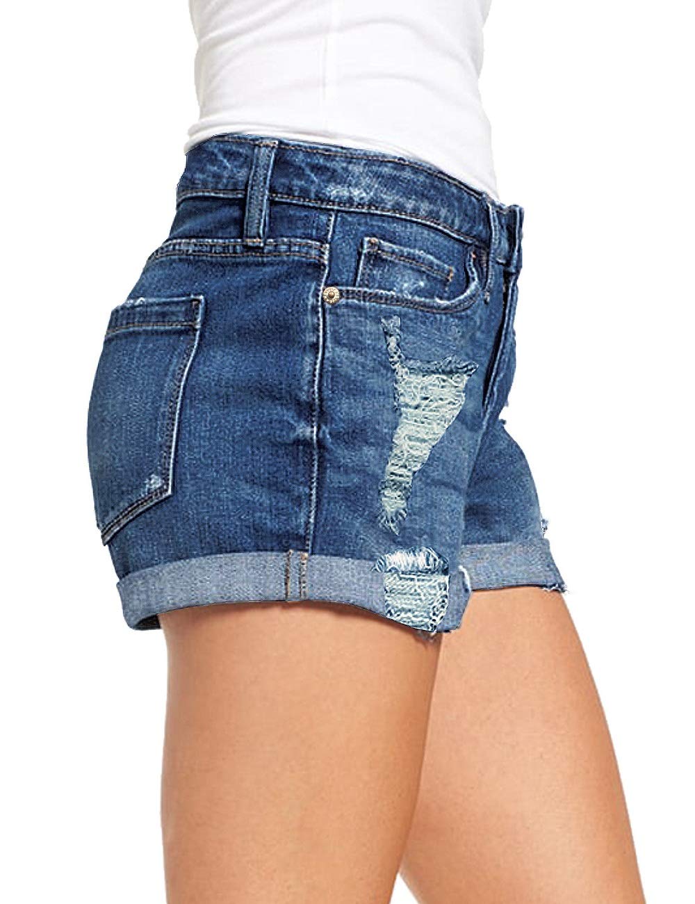Stylish Women's Ripped Distressed Denim Shorts - High Waist Stretch Jean Shorts for Summer | Casual Outfit, Beachwear, Street Style Fashion