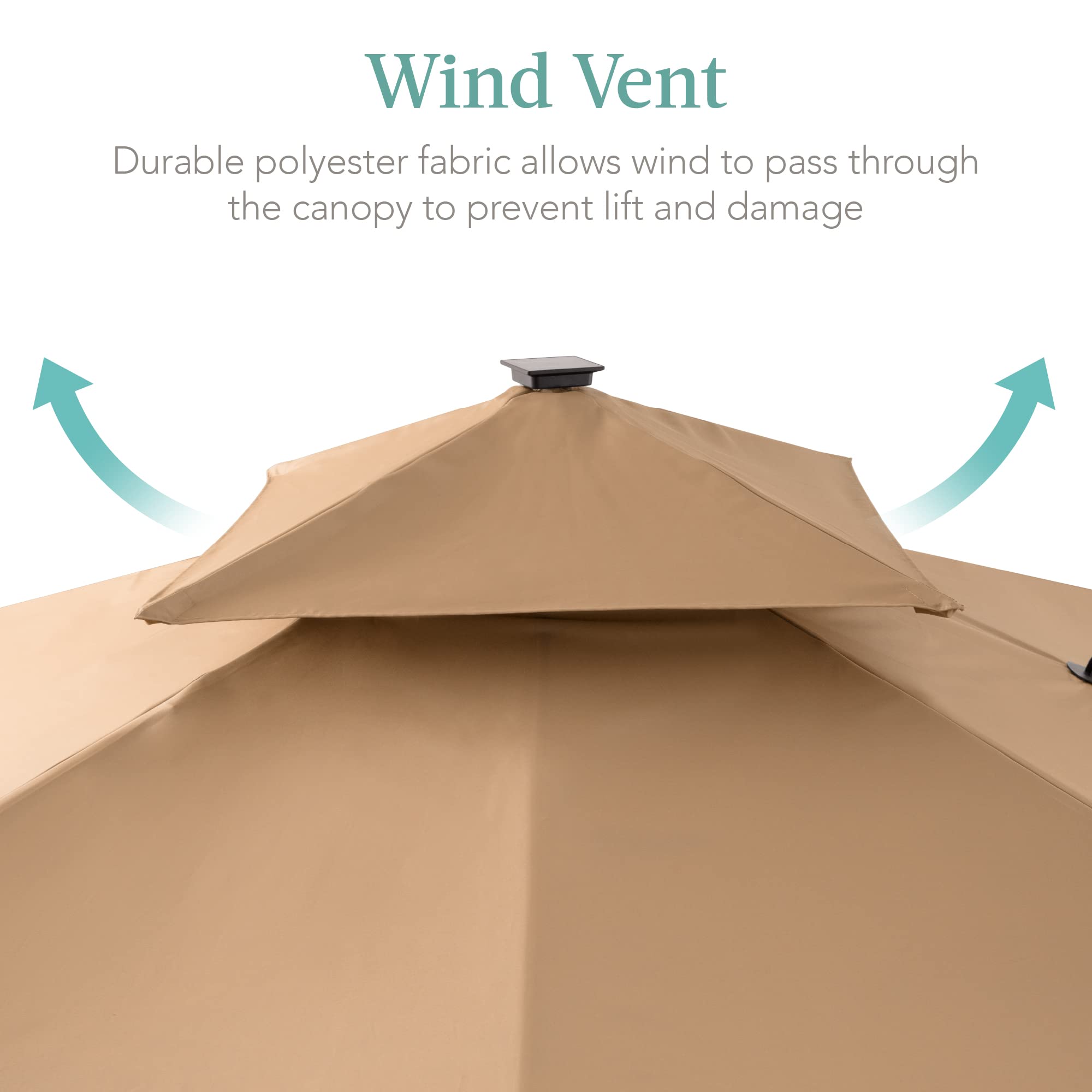 Best Choice Products 10x10ft Cantilever Patio Umbrella with Base - Solar LED Lights, 360° Rotation, Large Offset Outdoor Shade for Deck, Pool, Backyard - Tan - Perfect for Sun Protection & Outdoor Relaxation
