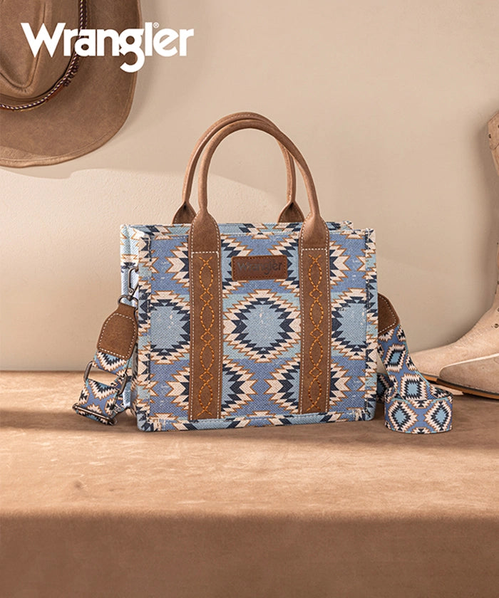 Wrangler Dual Sided Print Canvas Tote Bag - Stylish & Durable Reusable Shopping Bag for Women - Perfect for Groceries, Beach, Work & Travel
