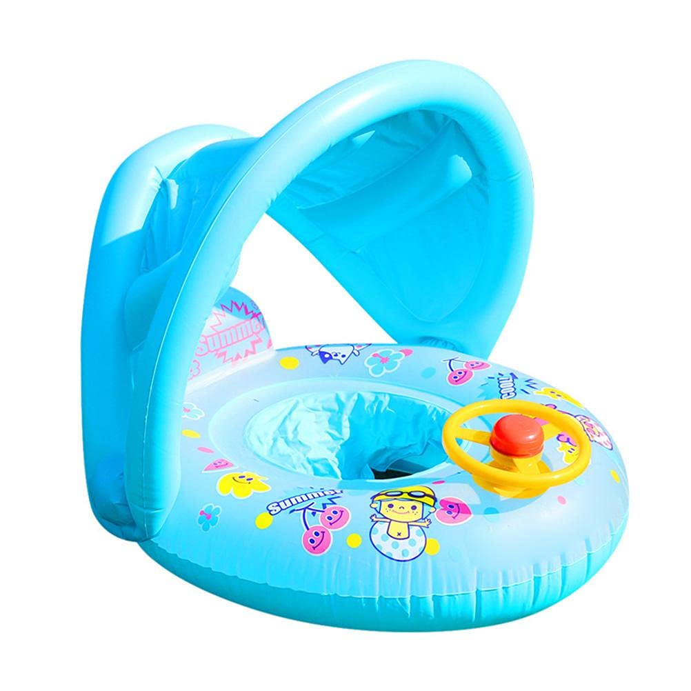 SFNTION Inflatable Baby Swim Ring with Sun Canopy - Safe Swimming Trainer & Pool Float for Toddlers 1-3 Years | Perfect for Beach, Pool, and Water Play