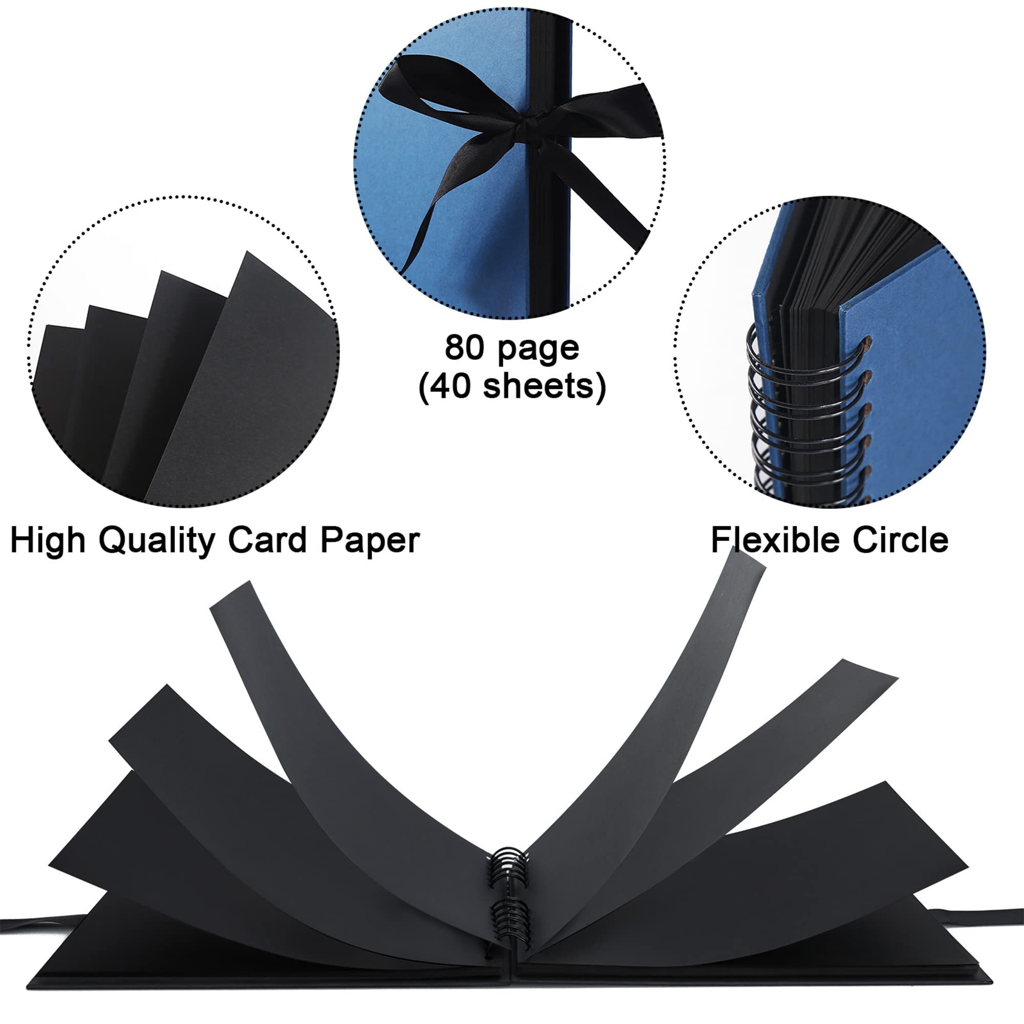 Vienrose DIY Scrapbook Photo Album Set - 11x8 Inches Hardcover with 80 Black Pages for Wedding, Birthday, Christmas & Mother's Day - Perfect for Memory Keeping, Gift Giving & Creative Scrapbooking Projects