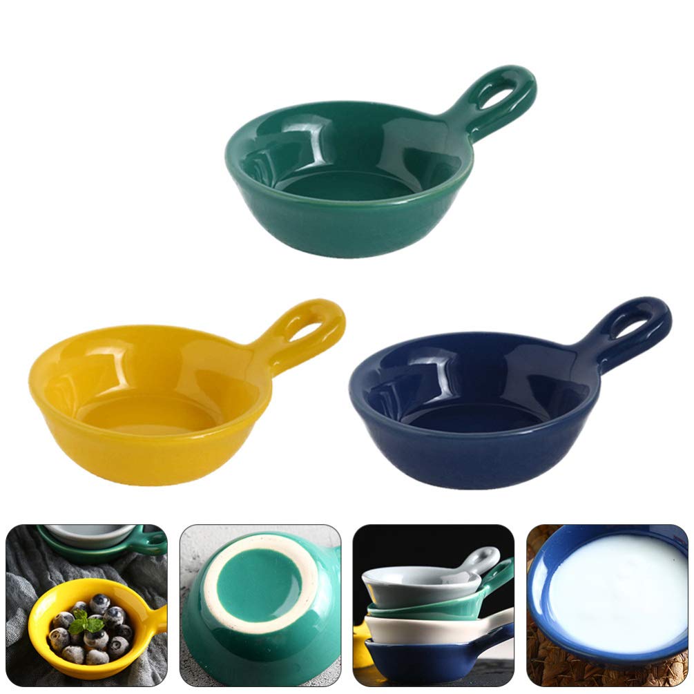 Hemoton 3-Piece Ceramic Appetizer Plates Set - Durable Small Dishes for Soy Sauce, Sushi, Snacks, Vegetables & Dipping Sauces - Perfect for Home Kitchen, Party Serving & BBQ Grill Accessories