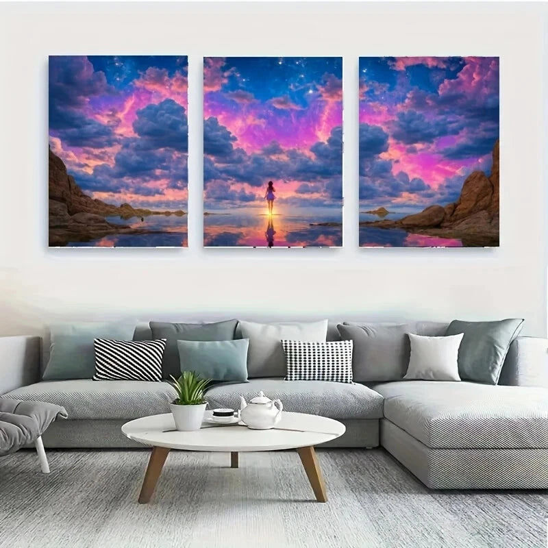 3-Piece Wolf Metal Wall Art Print - Ready to Hang Home Decor for Living Room, Bedroom & Office - Nature Wildlife Animal Theme Modern Artwork