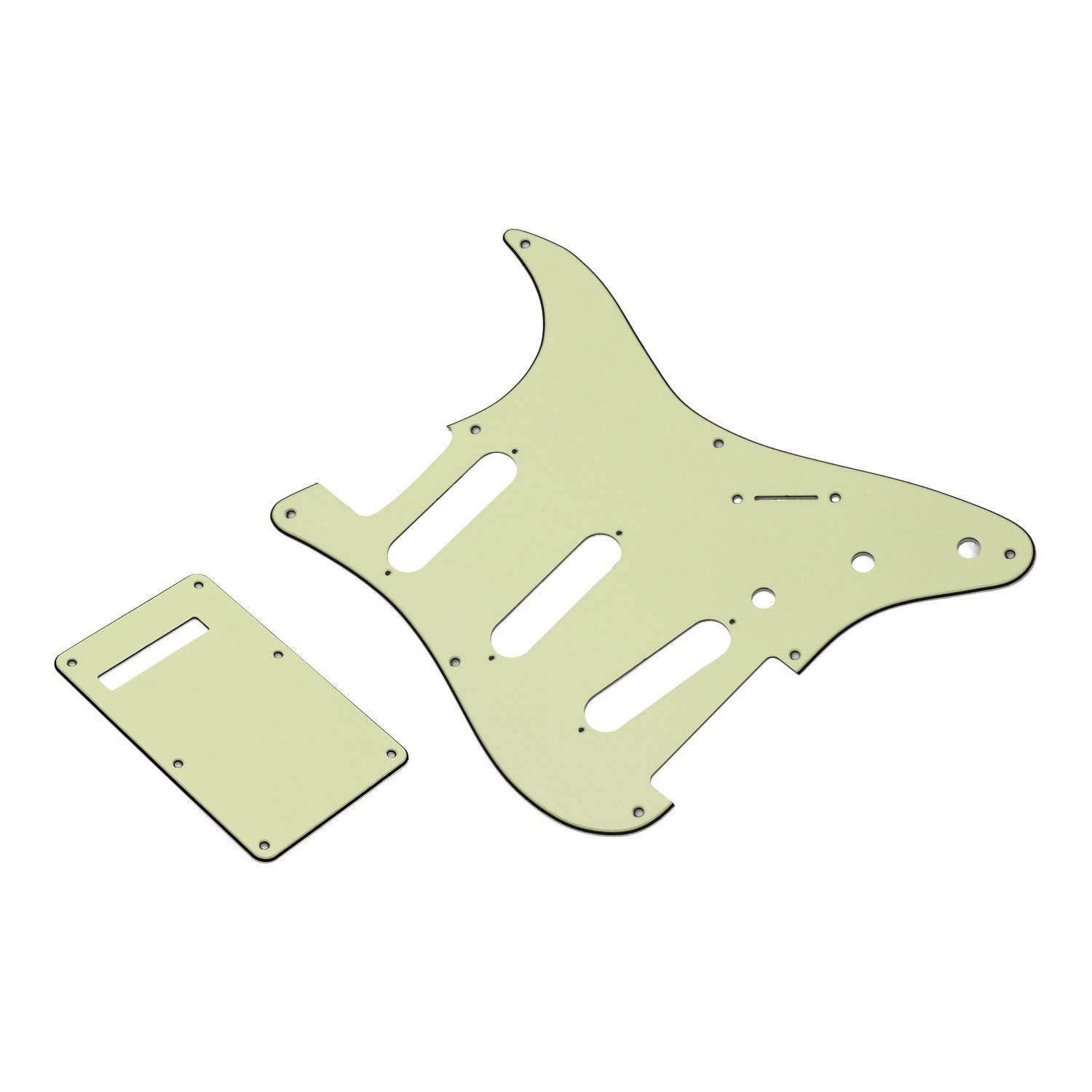 8 Hole Guitar Pickguard Set - 3 Ply Panels with Backplate & Screws for ST Style Electric Guitars (Cream Pearl) | Replacement Parts & DIY Guitar Repair Accessories
