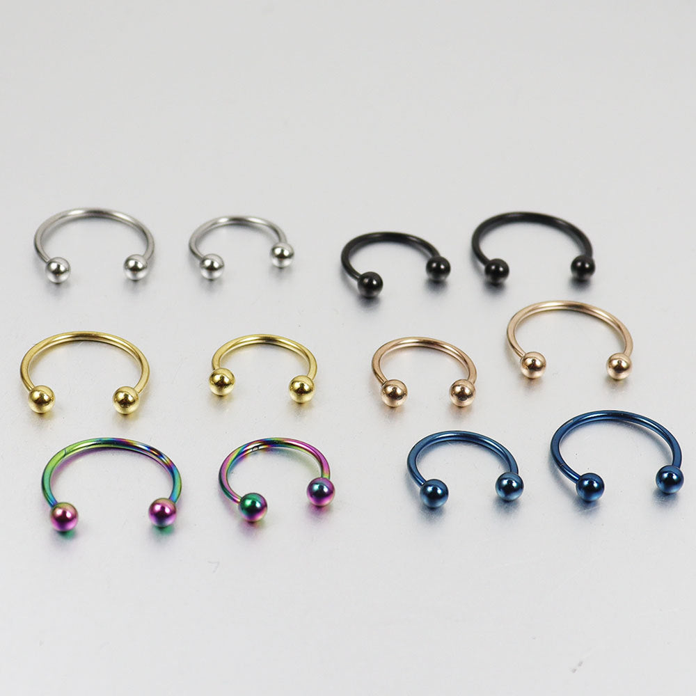 16G 6mm 8mm Horseshoe Eyebrow Cartilage Septum Lip Piercing Ring - Stainless Steel Body Jewelry for Men & Women | Perfect for Eyebrow, Nose, Septum and Lip Piercings | HSER8592