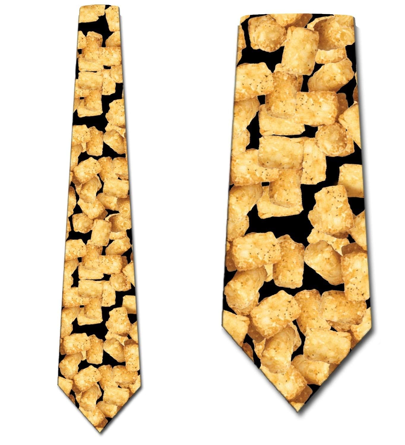 Three Rooker Tater Tots Men's Fast Food Necktie - Funny Chef Tie for Restaurant Workers & Food Lovers - Perfect for Cooking Gifts, Costume Parties & Themed Events