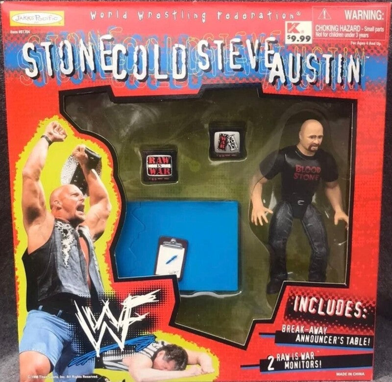 2000 WWF Jakks Pacific Stone Cold Steve Austin Action Figure with Grapple Gear - Exclusive Collectible Wrestling Toy for Fans & Display