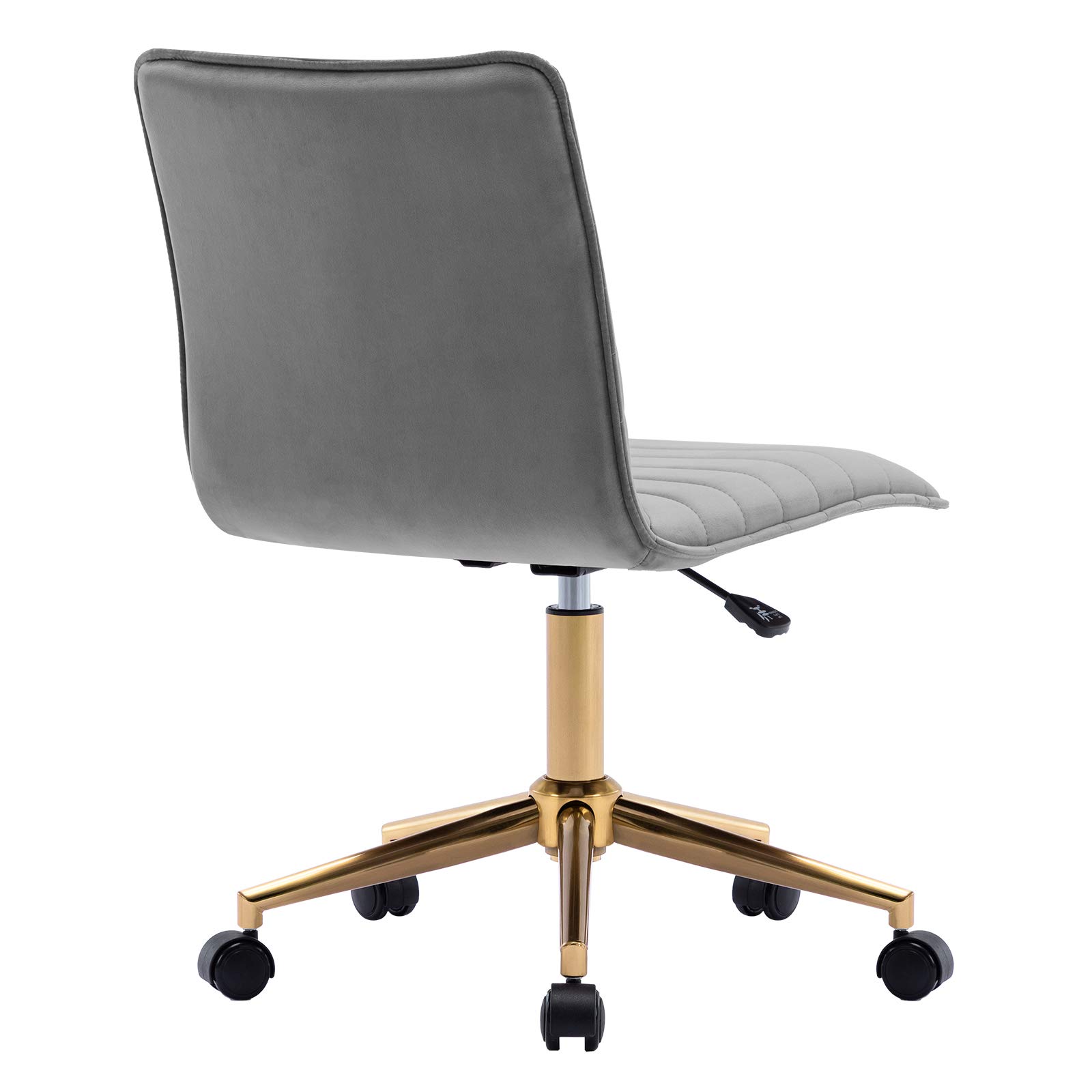 DUHOME Velvet Fabric Office Chair - Armless Swivel Computer Desk Chair for Home & Office, Ergonomic Task Chair in Grey | Perfect for Workstations, Gaming & Study Spaces