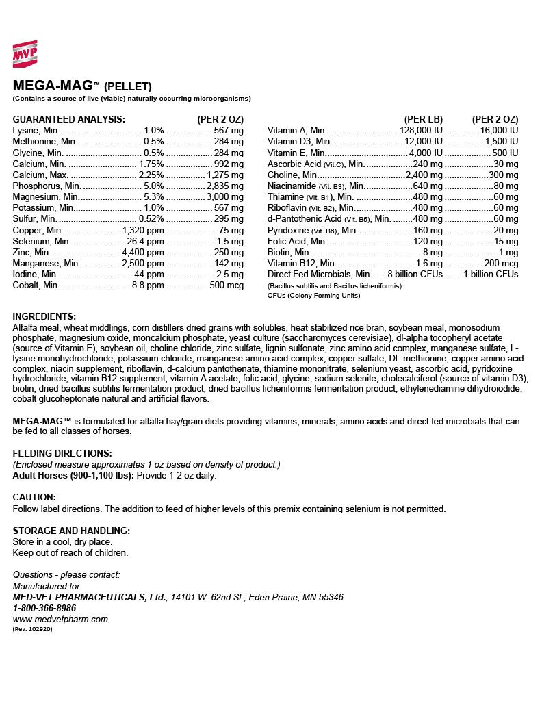 50 lb Mega-Mag Balanced Multi Vitamin & Mineral Supplement for Alfalfa Hay Diets - Essential Nutrition for Horses, Cattle & Livestock