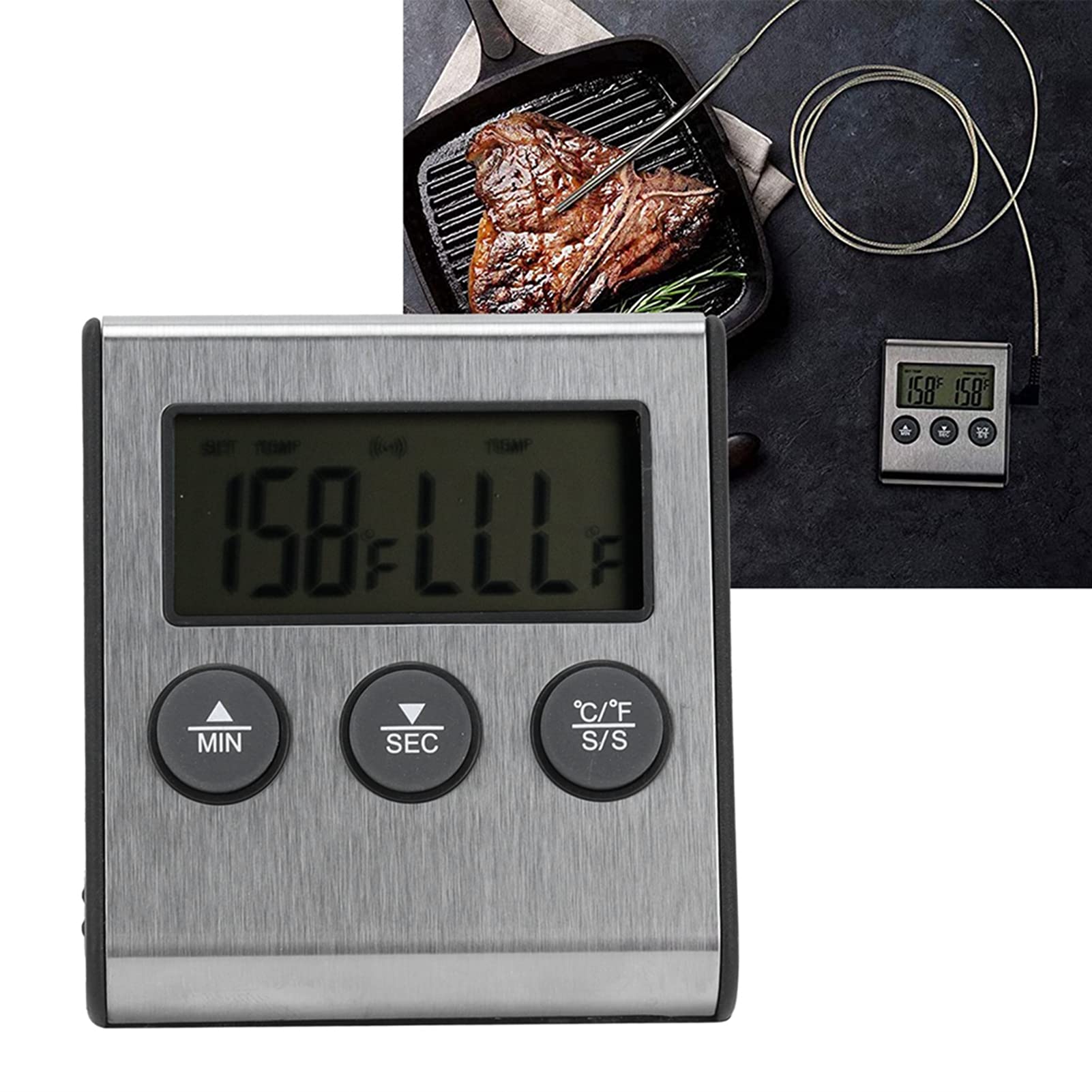 Digital Candy Thermometer with Countdown Timer & Magnetic Probe - Accurate Kitchen Cooking Thermometer for Candy Making, Baking, Deep Frying - Perfect for Home Chefs and Professional Bakers