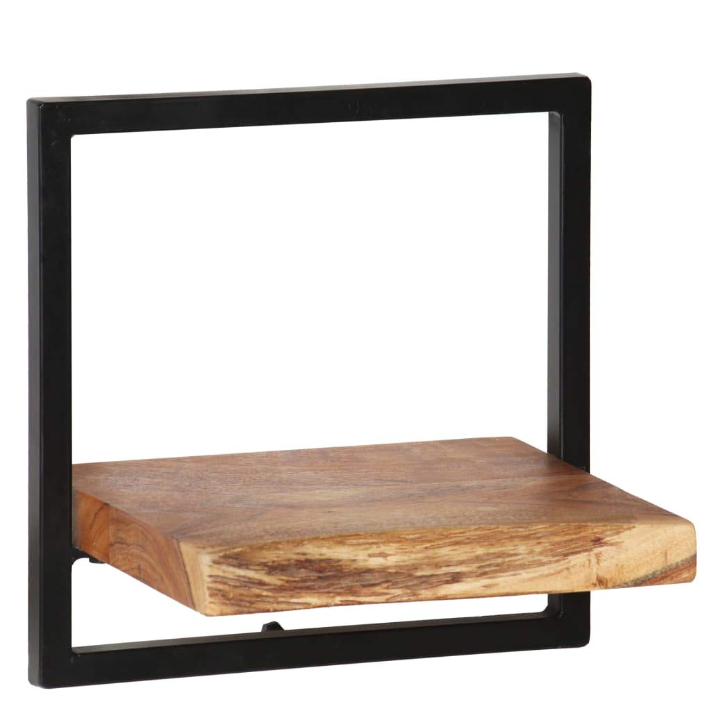 Festnight Set of 5 Floating Wall Shelves - Powder Coated Steel Frame with Solid Acacia Wood - Wall Mounted Display Shelf for Books, DVDs & Collectibles - Perfect for Living Room, Bedroom & Home Office Decor - Space Saving Storage Solution for Small Spaces