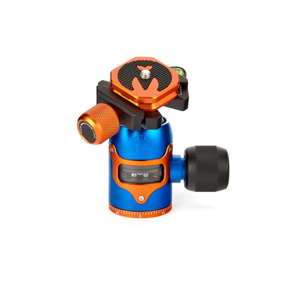 3 Legged Thing AirHed Vu Tripod Ball Head - 360° Panning Base, Arca-Swiss Compatible for DSLR/Mirrorless Cameras & Telephoto Lenses - Heavy Duty Aluminum Construction with Visible Mechanism - Blue (AHVUB) - Perfect for Wildlife Photography, Landscape Shots & Studio Work