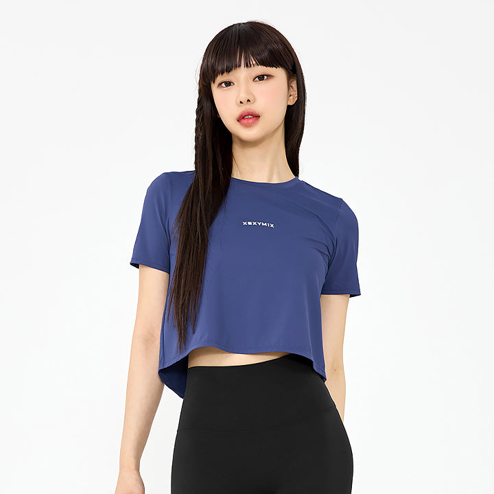 Stylish Ice Feather Back Slit Crop Short Sleeve Top - Trendy Summer Blouse for Women | Perfect for Beach Outings, Date Nights & Casual Wear