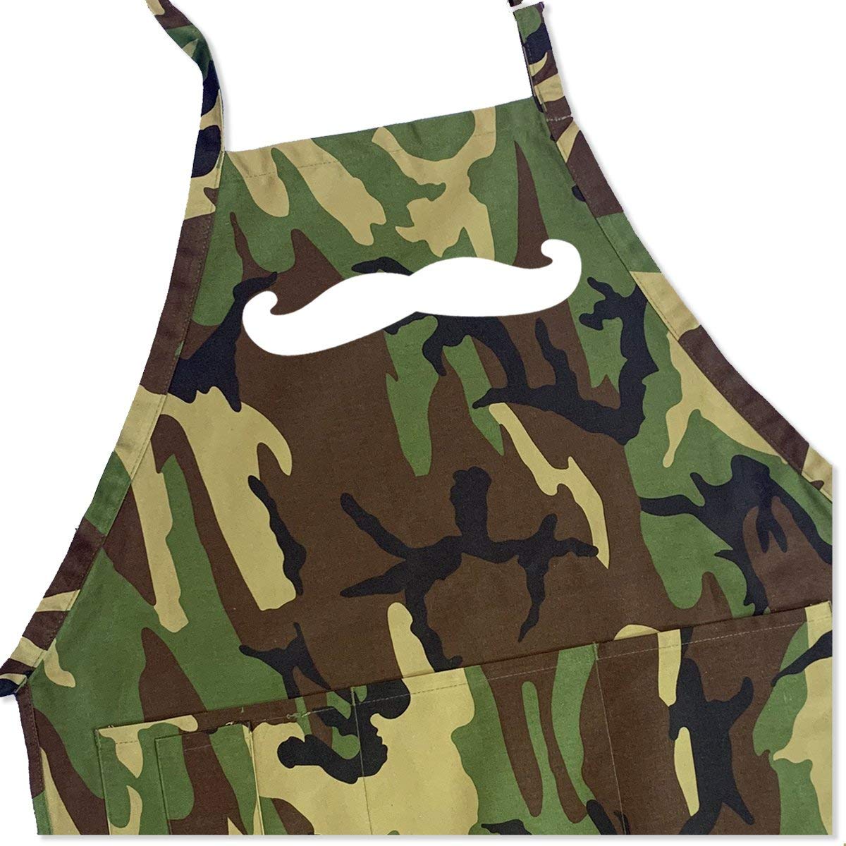 Adjustable BBQ Apron for Men - Mustache Design, One Size Fits All - Perfect for Grilling, Cooking, and Outdoor Parties