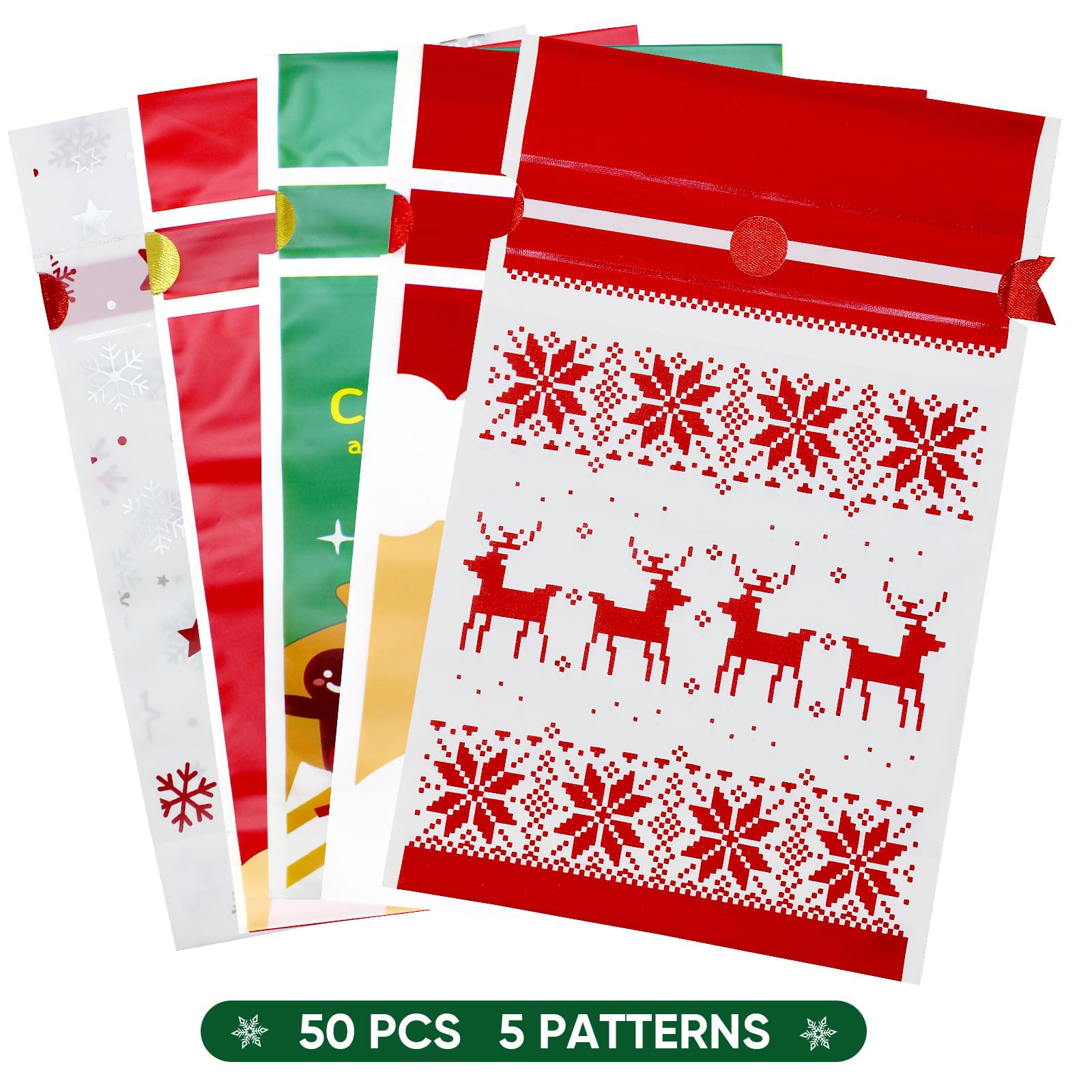 50 PCS Christmas Candy Bags - Red Drawstring Treat Bags for Holiday Gifts, Party Favors, Stocking Stuffers & Xmas Gift Wrapping (Perfect for Classroom Exchanges, Office Parties & Family Gatherings)