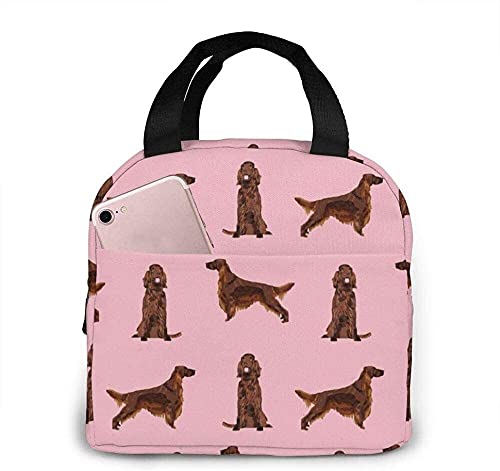 Insulated Lunch Bag for Men & Women - Irish Setter Themed Simple Dog Lunch Box, Perfect for Work, Travel & Outdoor Activities