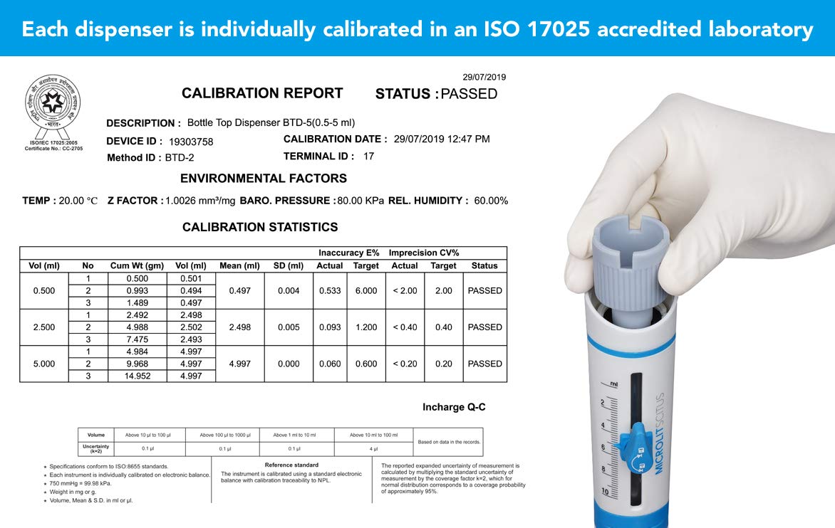 SCITUS BottleTop Dispenser 10-100ml | Laboratory Equipment for Precise Chemical, Oil & Solvent Dispensing | Safe Reagent Transfer from Bottles | Ideal for Research Labs & Chemistry Experiments