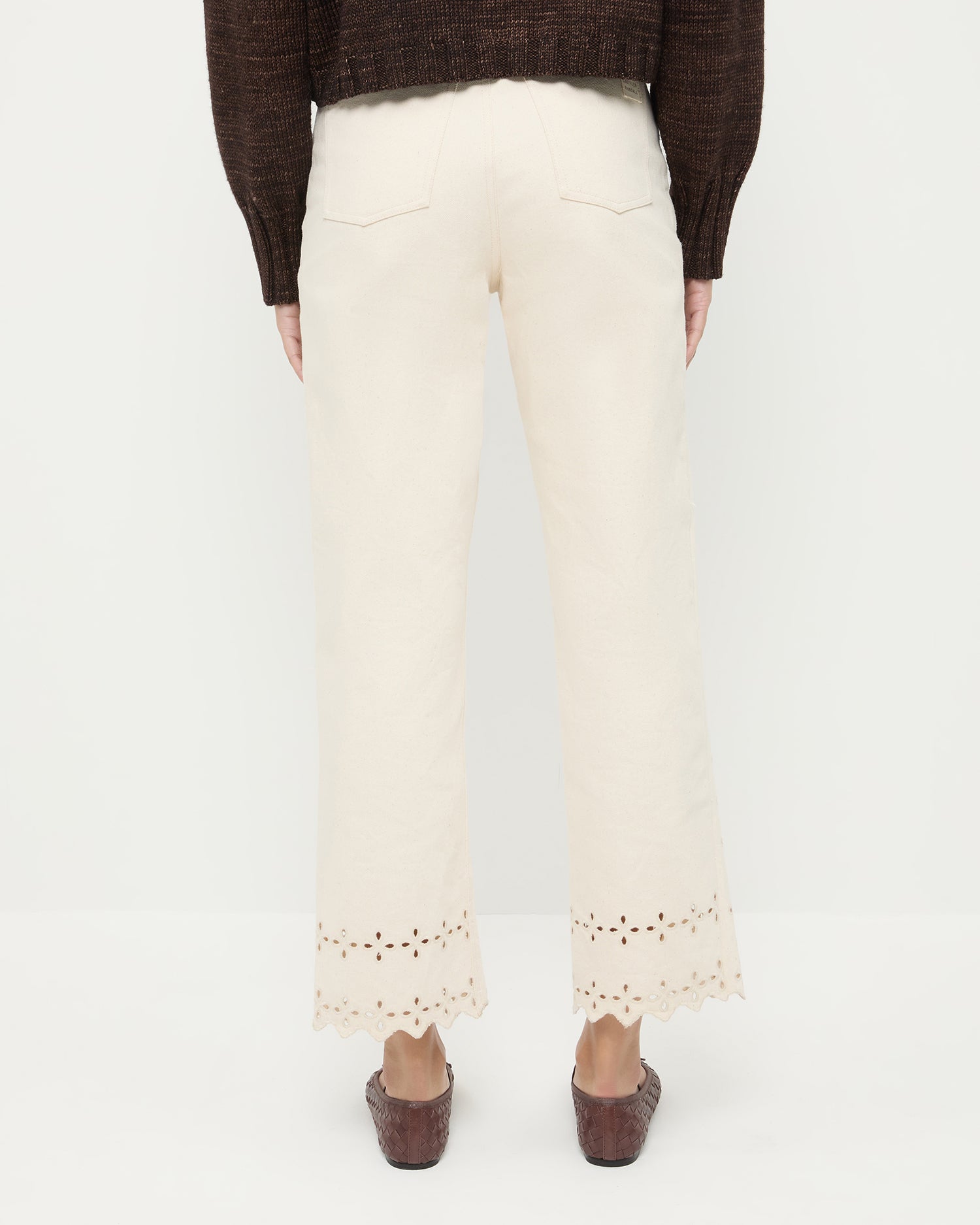 Demi Embroidered Pants for Women - Floral Lace High Waist Palazzo Trousers - Elegant Wide Leg Lounge Pants for Casual Wear, Office, and Special Occasions