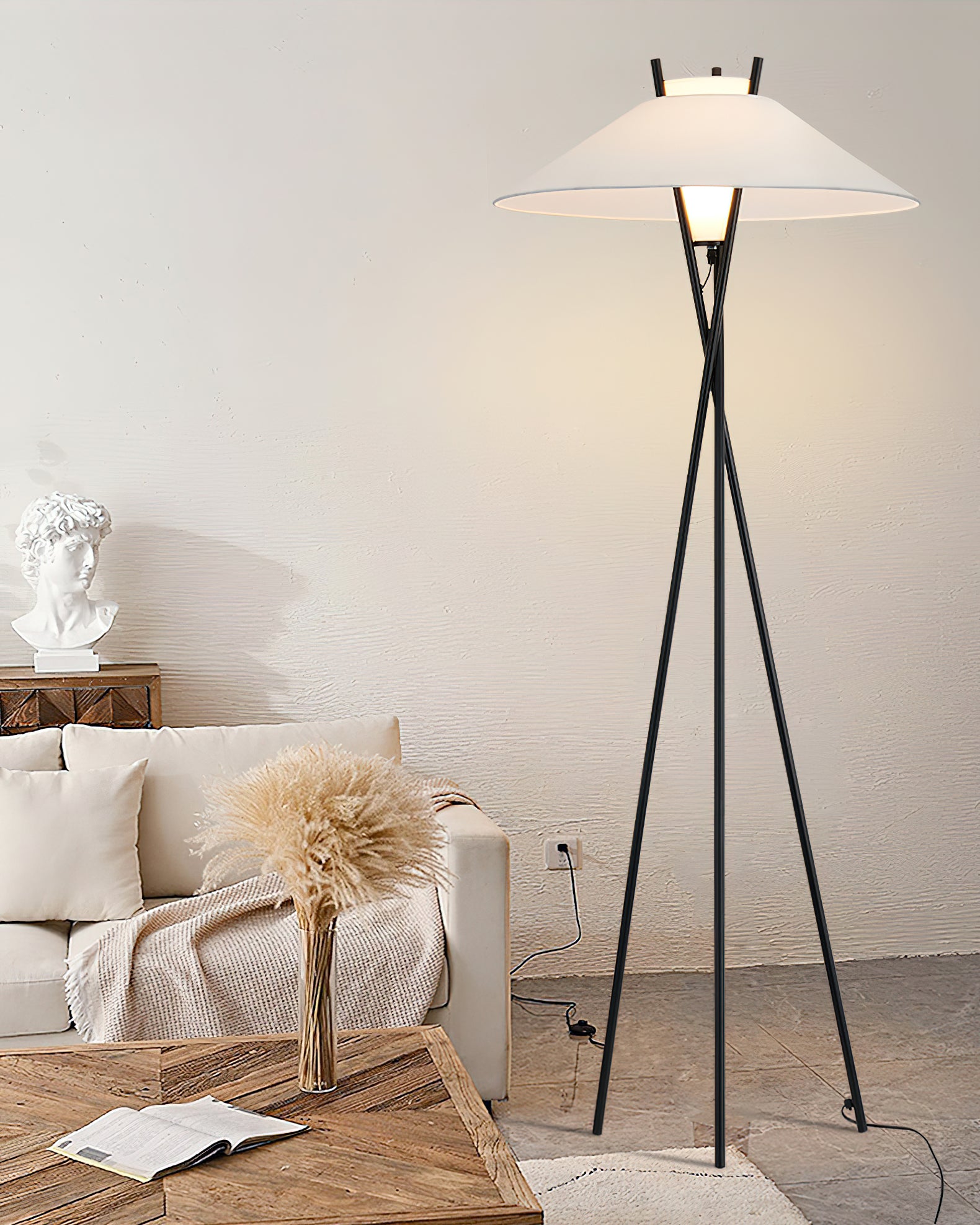 Hoka Tripod Floor Lamp - Modern Adjustable Standing Light for Living Room, Bedroom & Office - Stylish Home Decor Lighting with 3-Leg Design