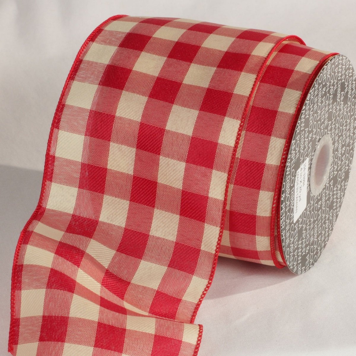 Vintage Style Red & White Checkered Wired Craft Ribbon - 4 Inch Wide x 20 Yards Bulk Roll for Gift Wrapping, DIY Decorations, Wedding Favors & Holiday Crafts