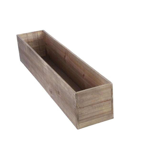 30x6 Inch Natural Wood Planter Box with Plastic Liner - DIY Rustic Rectangular Wooden Box for Wedding, Party & Home Decor - Perfect for Indoor Plants, Centerpieces and Garden Decorations