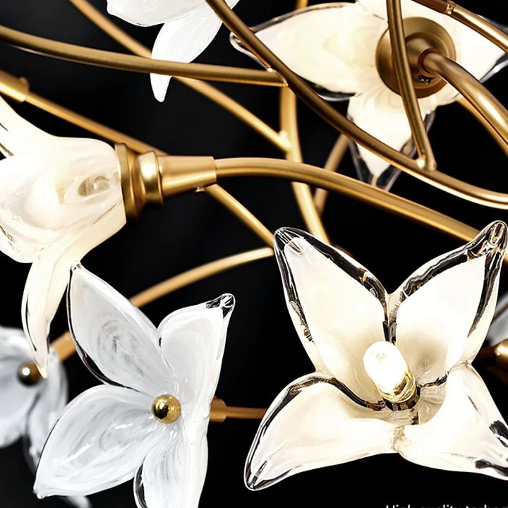 Elegant Begonia Chandelier for Living Room - Modern Crystal Ceiling Light Fixture for Dining Room, Bedroom & Home Decor