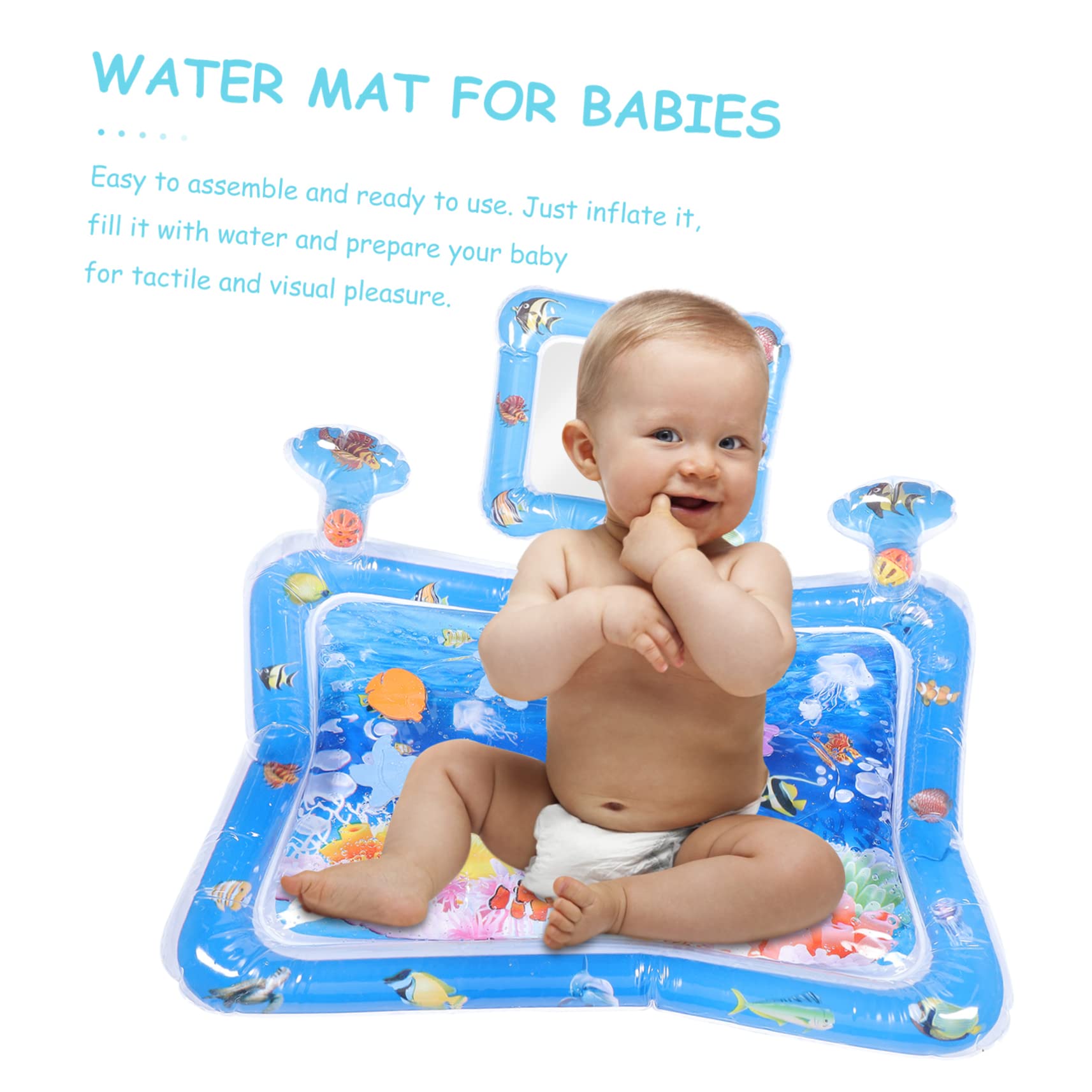 ORFOFE Inflatable Baby Play Mat - Waterproof PVC Tummy Time Activity Pad for Infants & Toddlers - Portable Summer Outdoor/Indoor Playmat for Crawling, Learning & Sensory Development