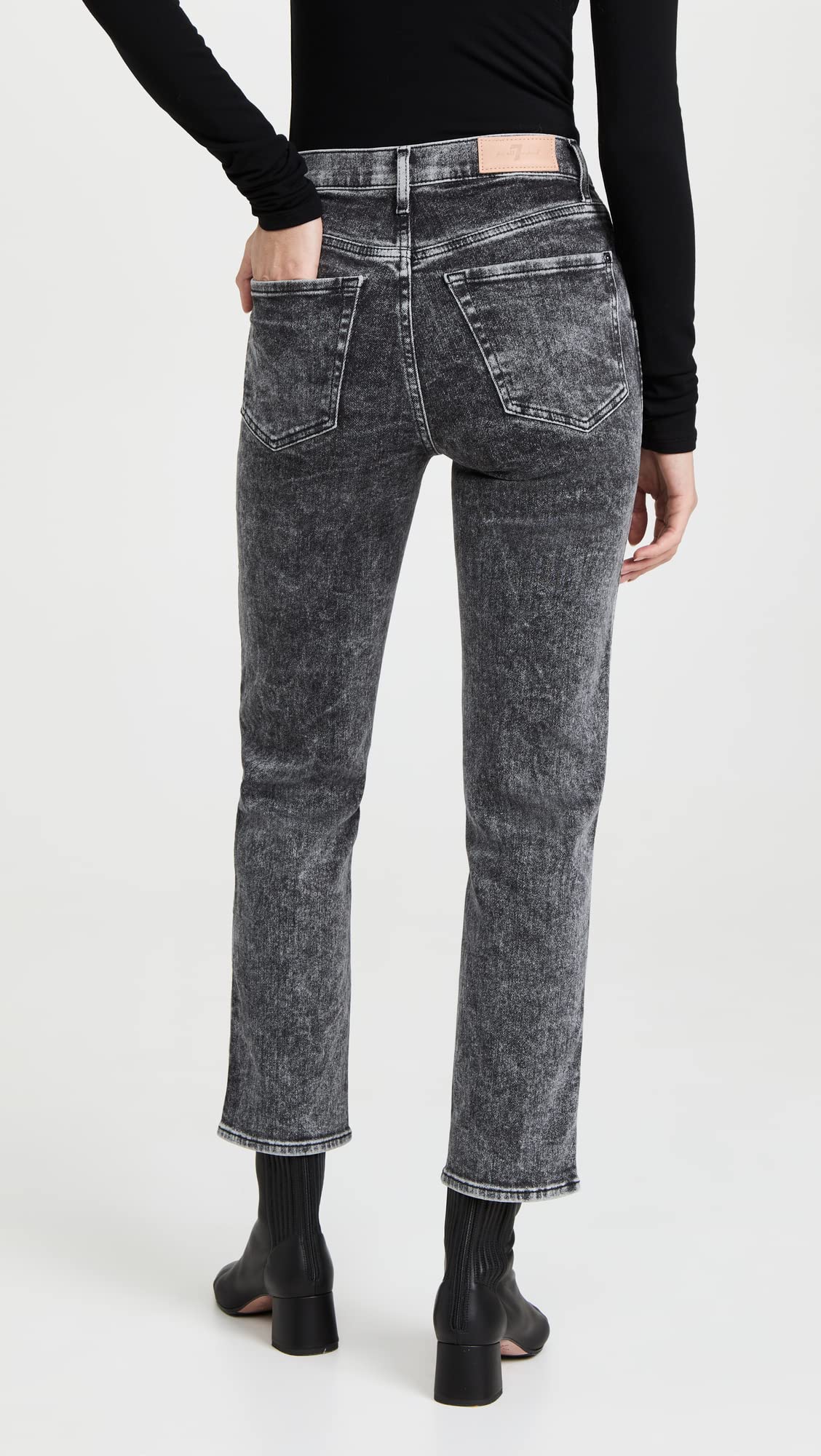 7 For All Mankind Women's High Waist Cropped Straight Jeans - Slimming Denim Pants for Casual Wear & Everyday Outfits | Perfect for Work, Date Night & Weekend Looks