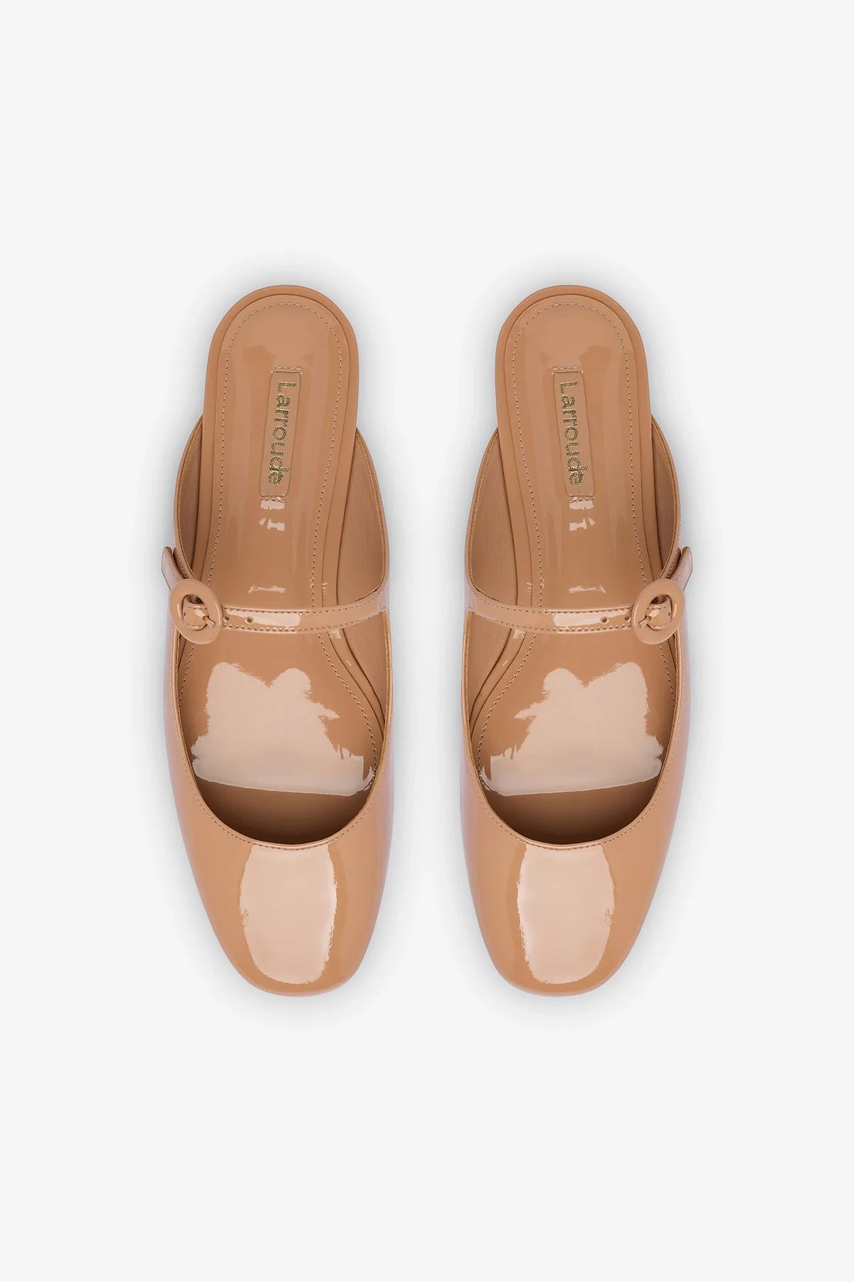 Blair Flat Mule Shoes for Women - Tan Patent Leather Slip-On Loafers - Comfortable Casual & Office Wear