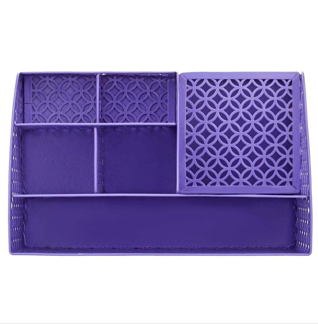 Anova Mesh Desk Organizer - 7 Compartments with Drawer, Pen & Candy Holder for Office & Home Organization (Purple)