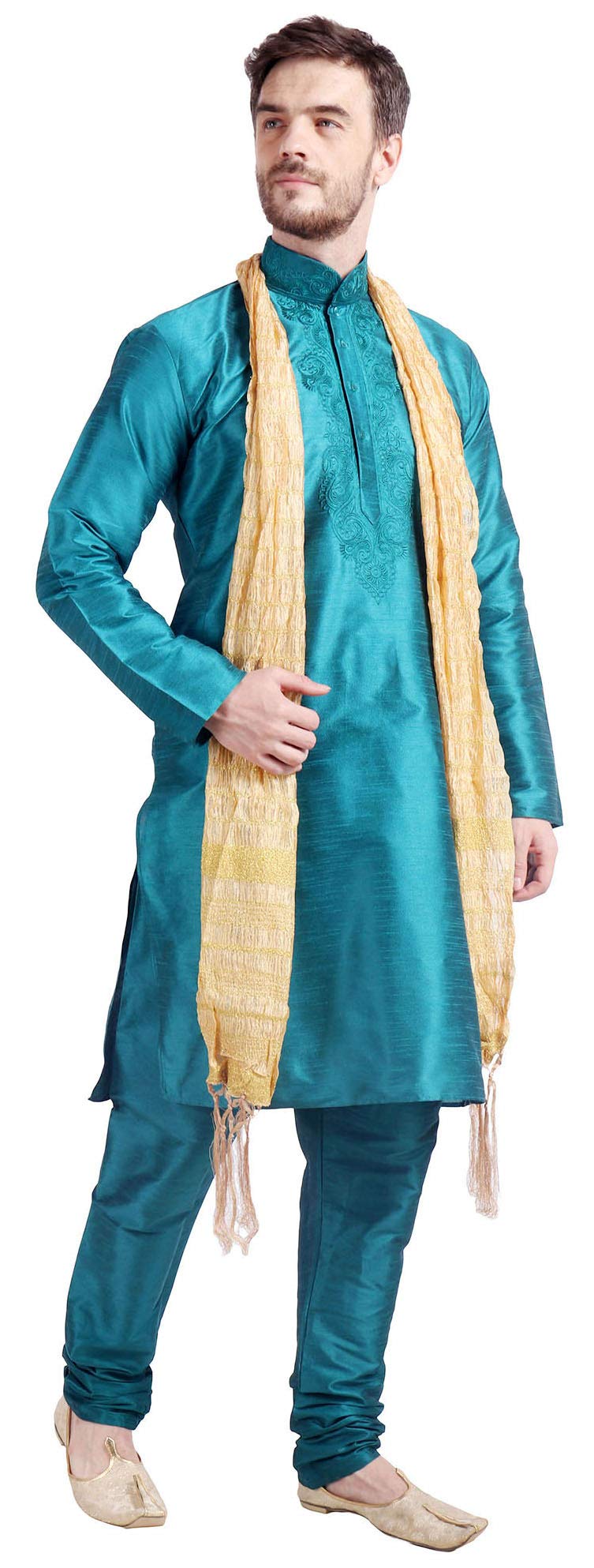 Men's Art Silk Indian Kurta Set - Traditional Wedding Wear & Festive Attire - Elegant Ethnic Outfit for Weddings, Diwali & Special Occasions