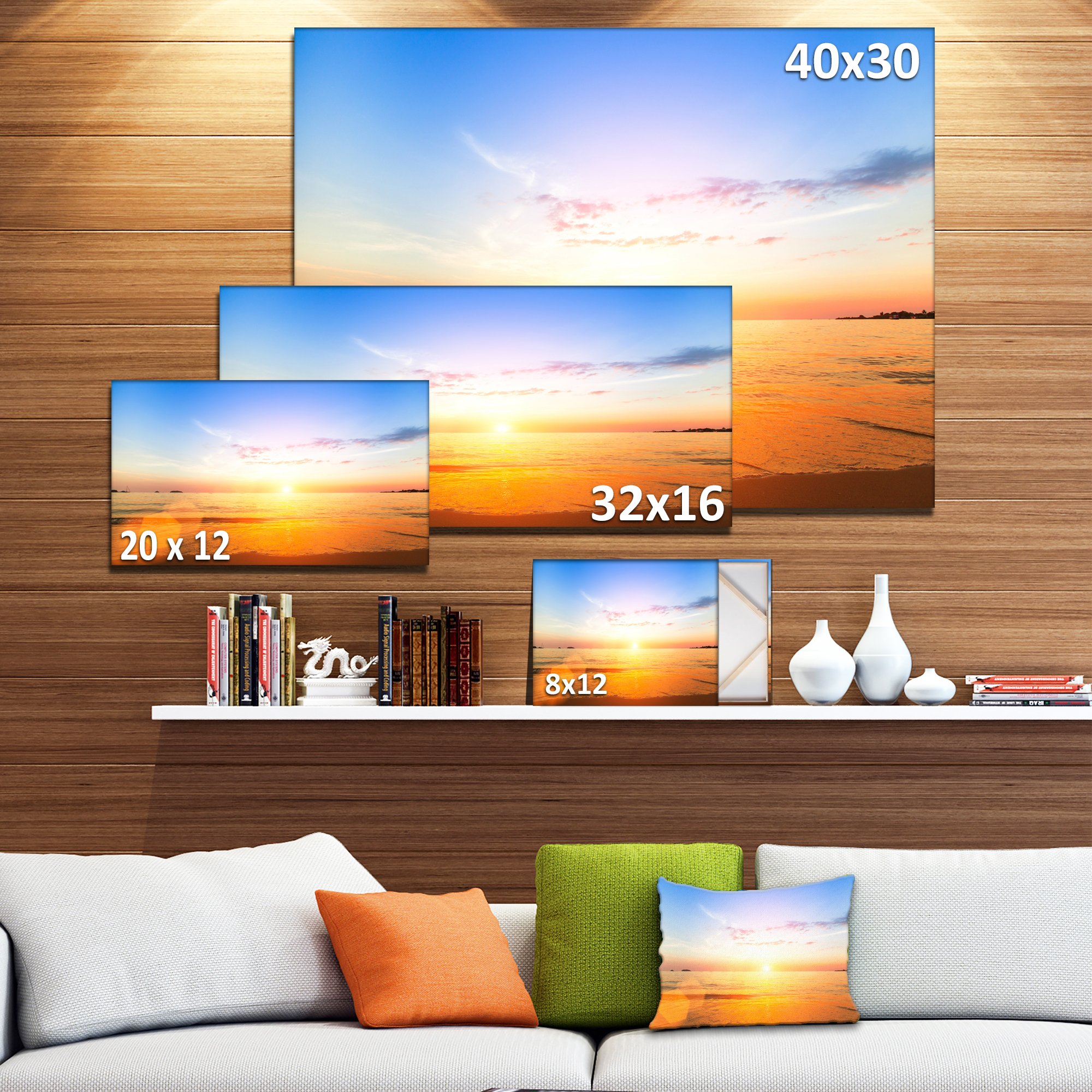 Stunning Sunset Over Yellow Waters Modern Beach Canvas Art Print - Perfect for Living Room, Bedroom & Coastal Decor