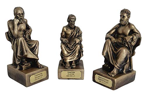 Bronze Socrates Aristotle Plato Statues - Ancient Greek Philosophers Sculpture Set - Perfect for Home Office Decor, Classroom Display, and Philosophy Lovers Gift