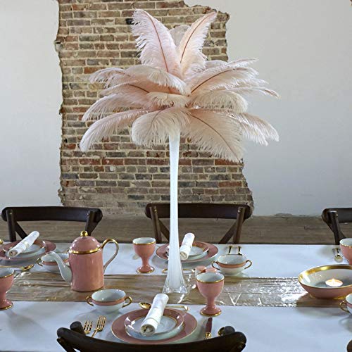 White Vase/Champagne Feathers