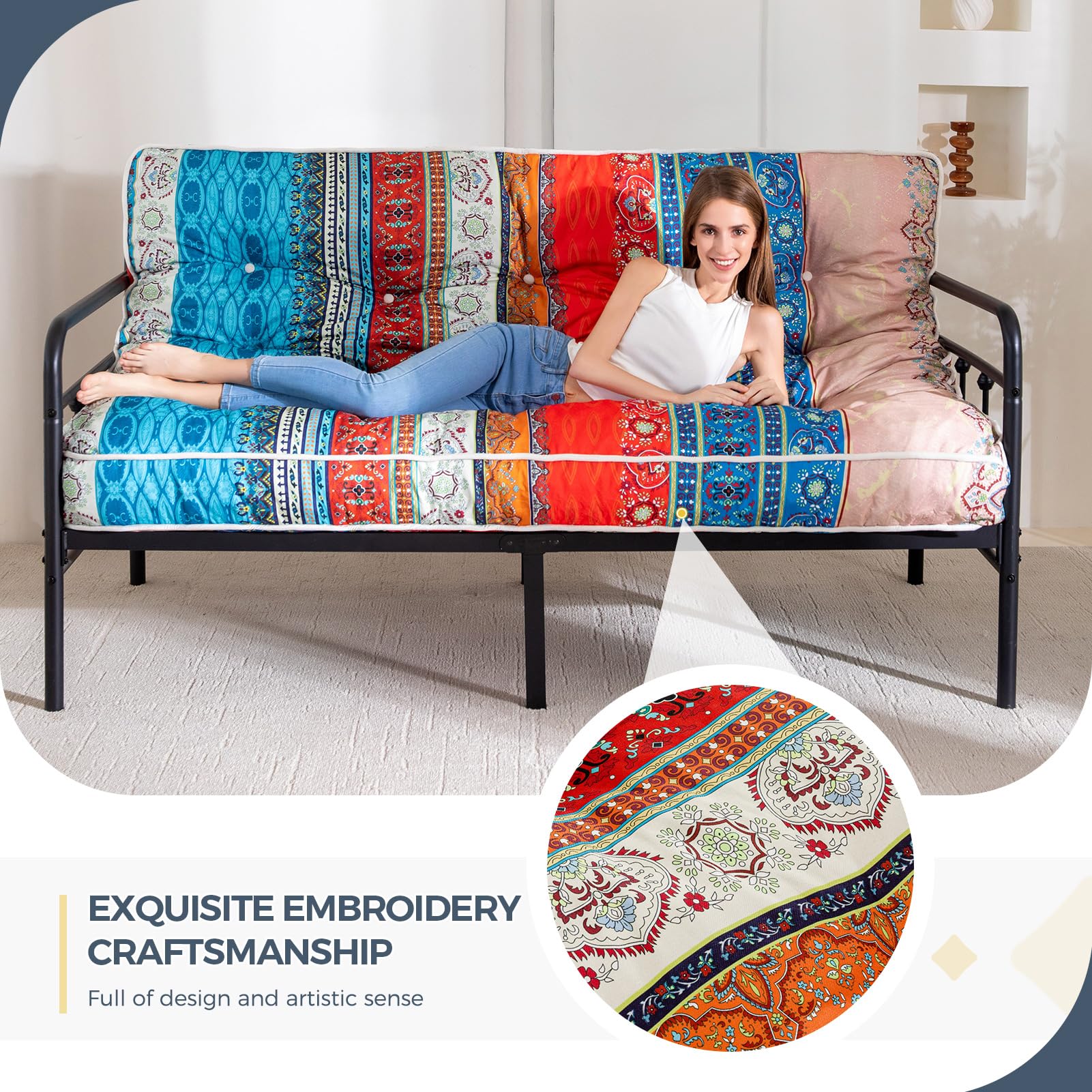 MAXYOYO 6 Inch Futon Mattress Full Size - Thickened Sofa Bed & Floor Mattress for Guest Room, Dorm, or Small Space - Comfortable & Versatile Sleeping Solution