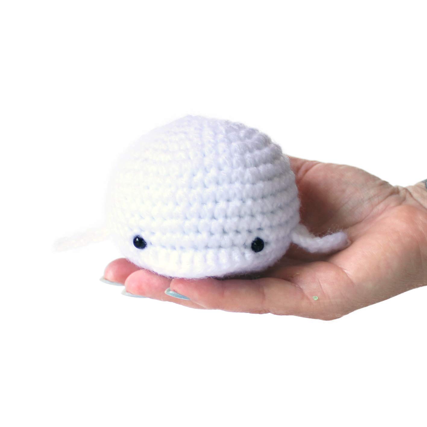 Handmade Crochet Amigurumi Beluga Whale Stress Ball - Squeeze Toy for Anxiety Relief & Stress Therapy | Cute Desk Decor, Office Gift, Sensory Fidget Toy for Adults & Kids