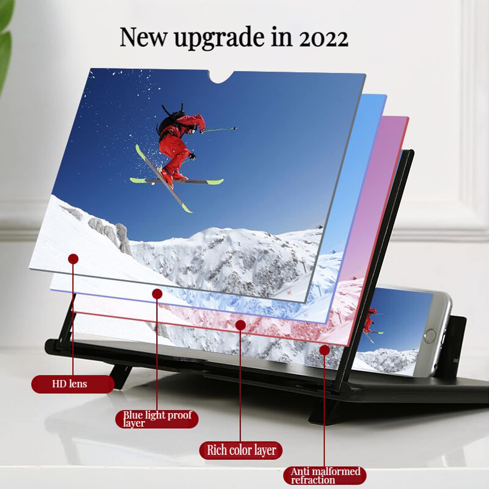 18 Inch 3D HD Screen Magnifier for Smartphones - Portable Phone Screen Amplifier for Movies, Videos & Gaming - Universal Fit for All Phones - Perfect for Home Entertainment & Travel Use