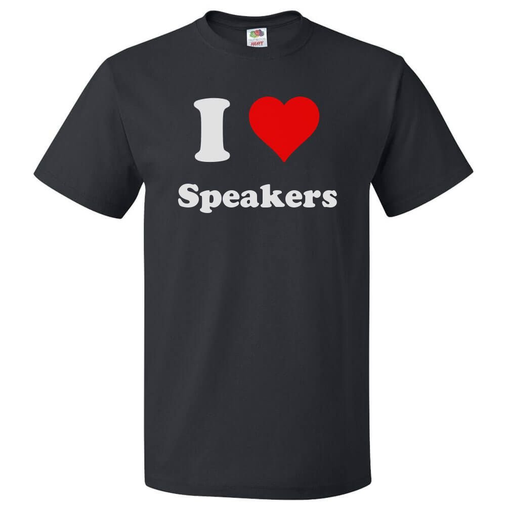 ShirtScope I Love Speakers T-Shirt - I Heart Speakers Tee for Music Lovers & Audio Enthusiasts