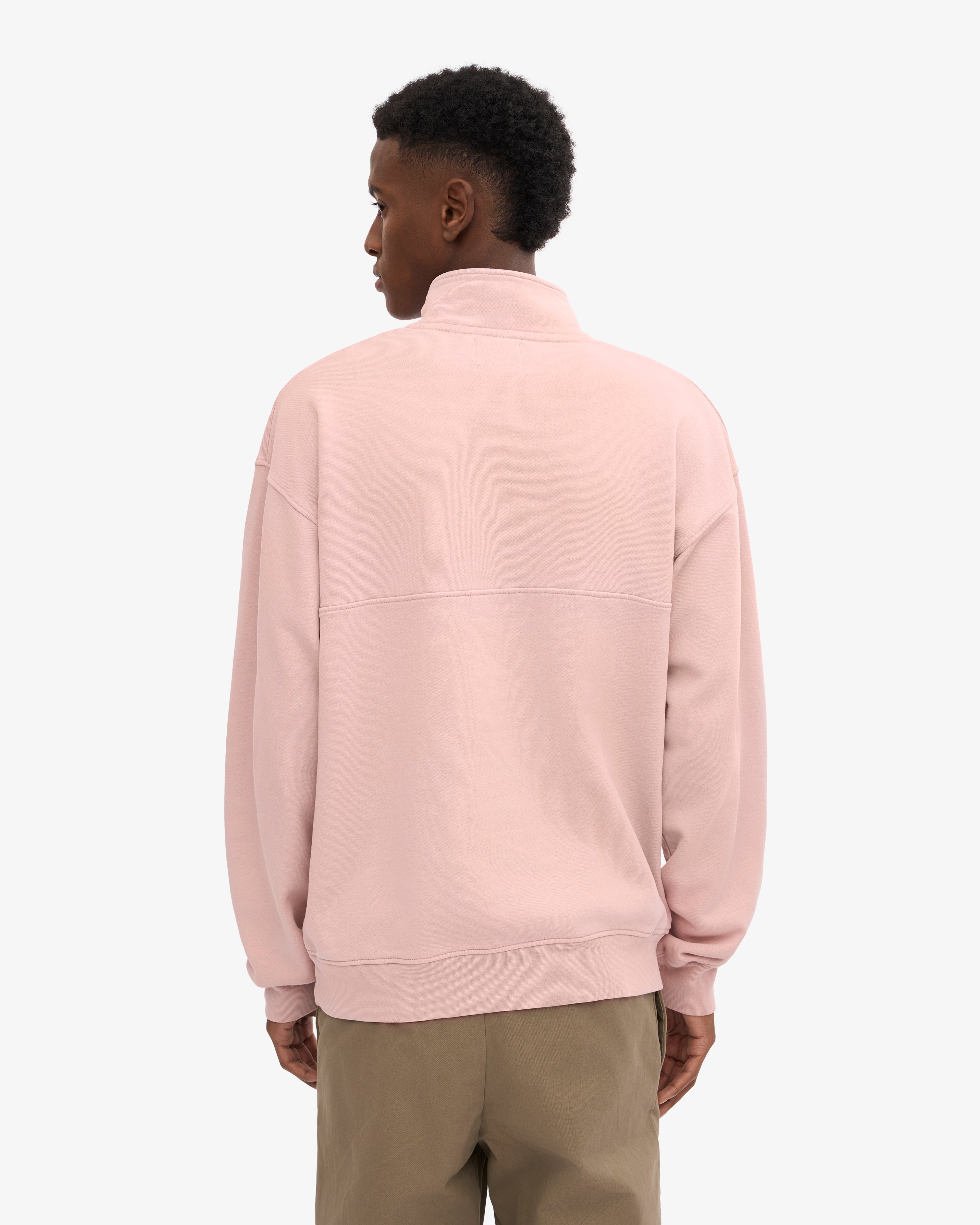 Organic Quarter Zip Sweatshirt for Women - Soft Faded Pink Pullover for Casual Wear & Outdoor Activities