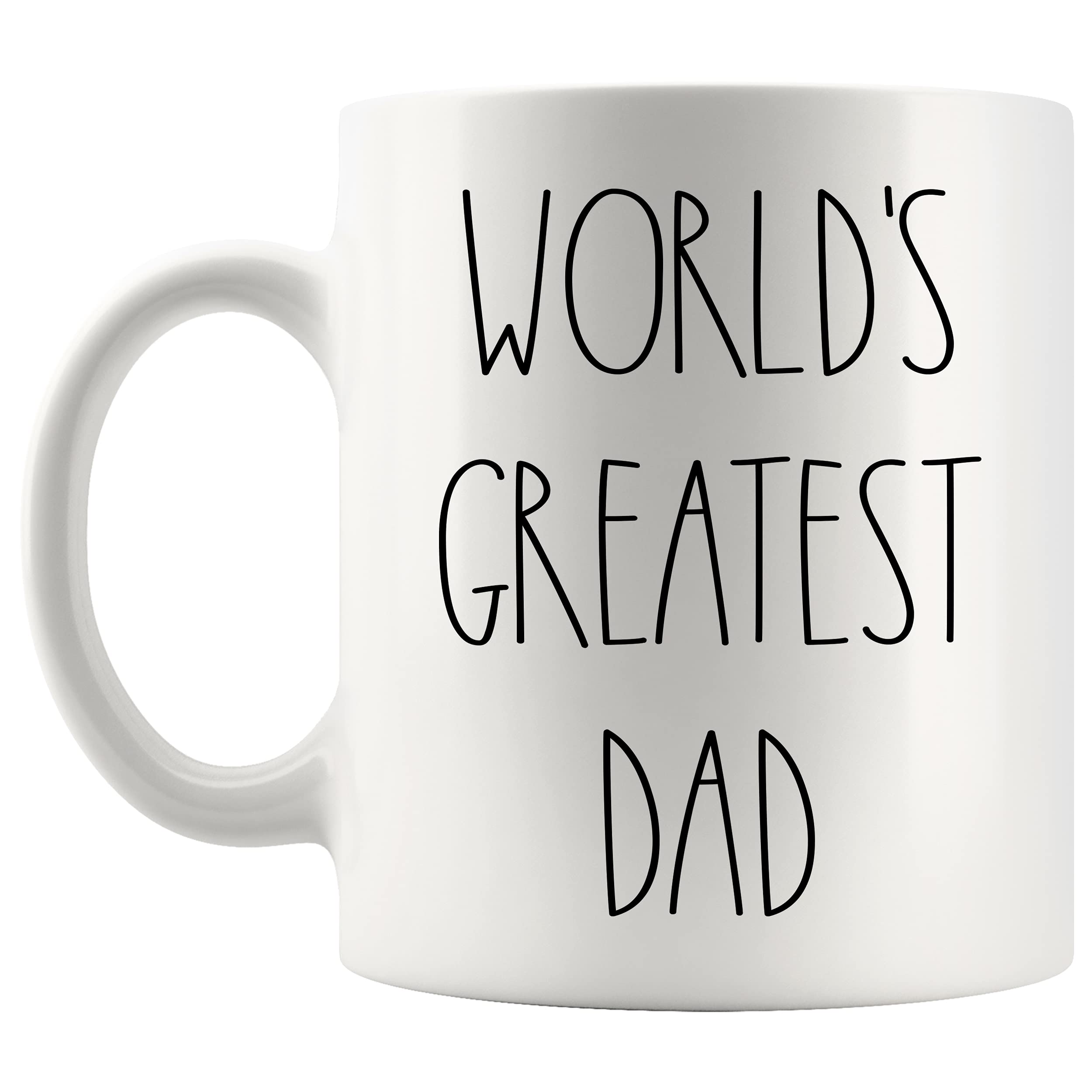World's Greatest Dad Coffee Mug 11oz - Rae Dunn Inspired Ceramic Cup - Perfect Father's Day Gift, Birthday Present for Dad - Ideal for Home, Office & Family Use