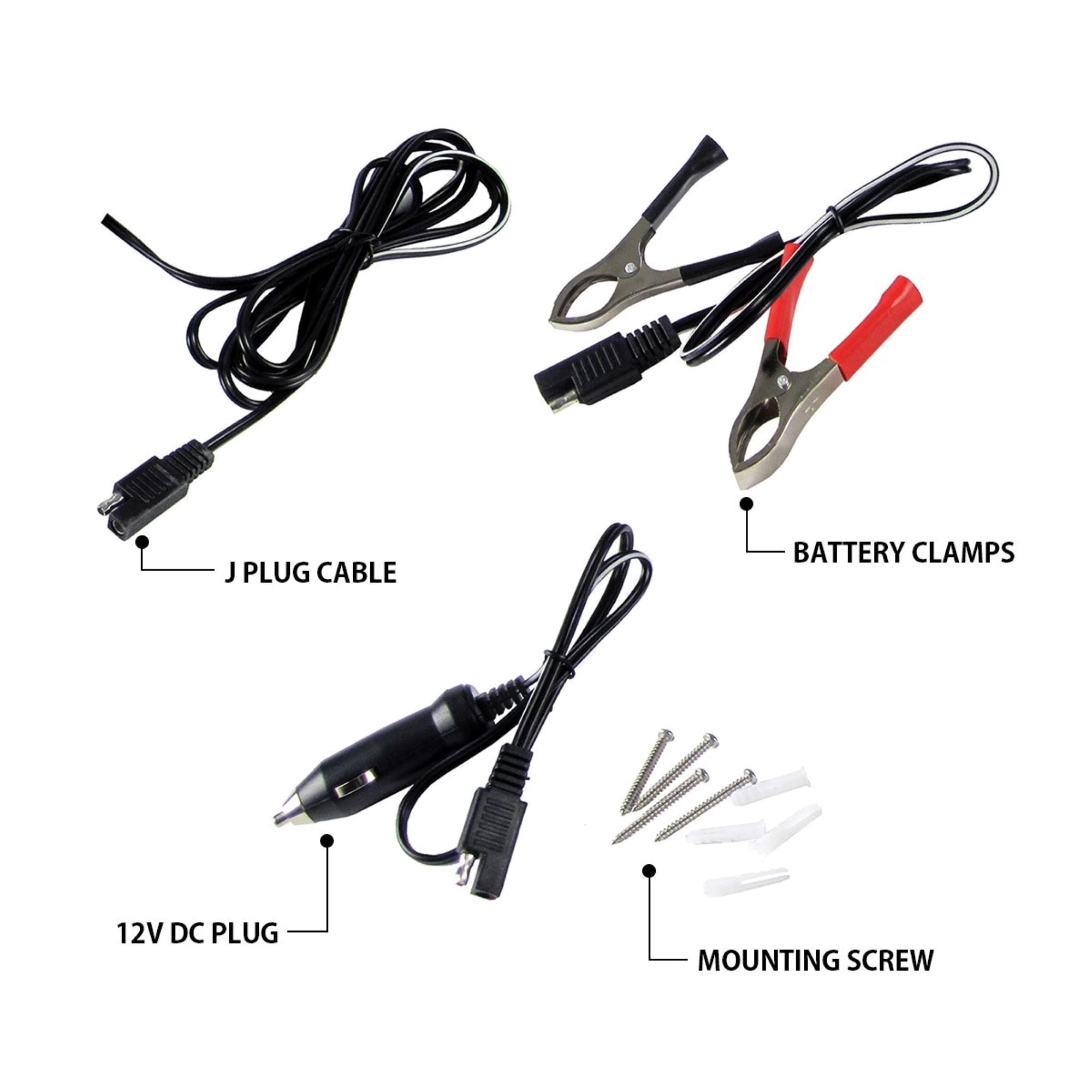 Koolatron 12V Solar Trickle Charger - 7W 400mAh Weatherproof Car Battery Charger with Clamps & J Plug for Cars, RVs, Boats, Trailers - Perfect for Outdoor, Camping & Marine Use