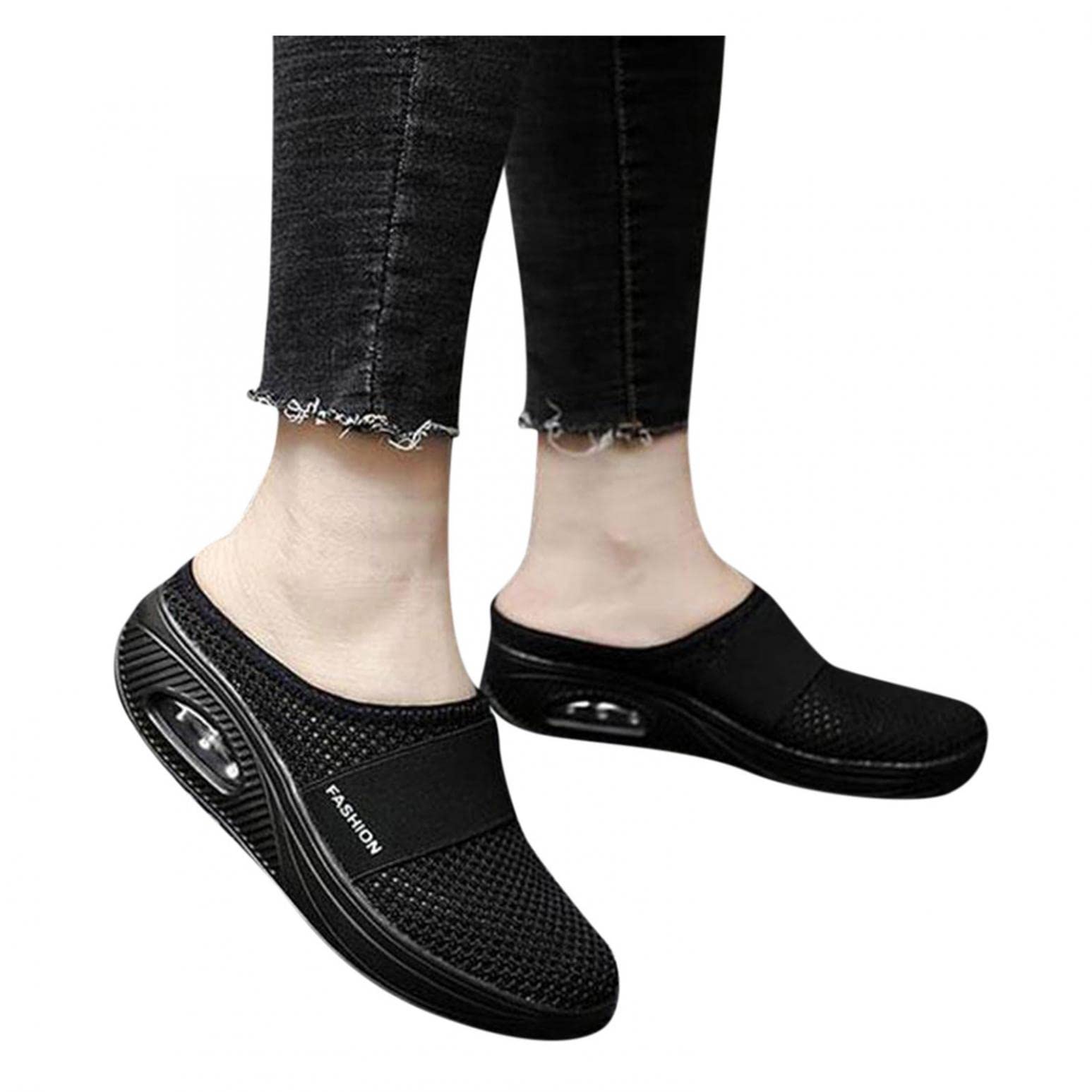 Women's Slip-On Sneakers - Breathable Mesh Walking Shoes with Arch Support - Lightweight Comfortable Slip-On Shoes for Women - Perfect for Travel, Hiking & Everyday Wear