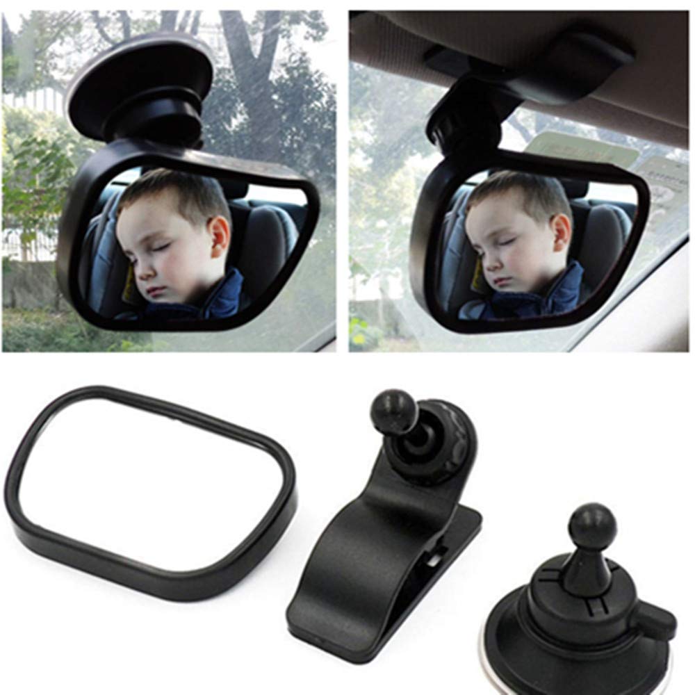 Baby Car Mirror for Rear Facing Car Seat - Shatterproof Adjustable 360° Rearview Mirror with Wide Clear View for Infant Safety | Perfect for Backseat Monitoring During Road Trips & Daily Commutes (Black)