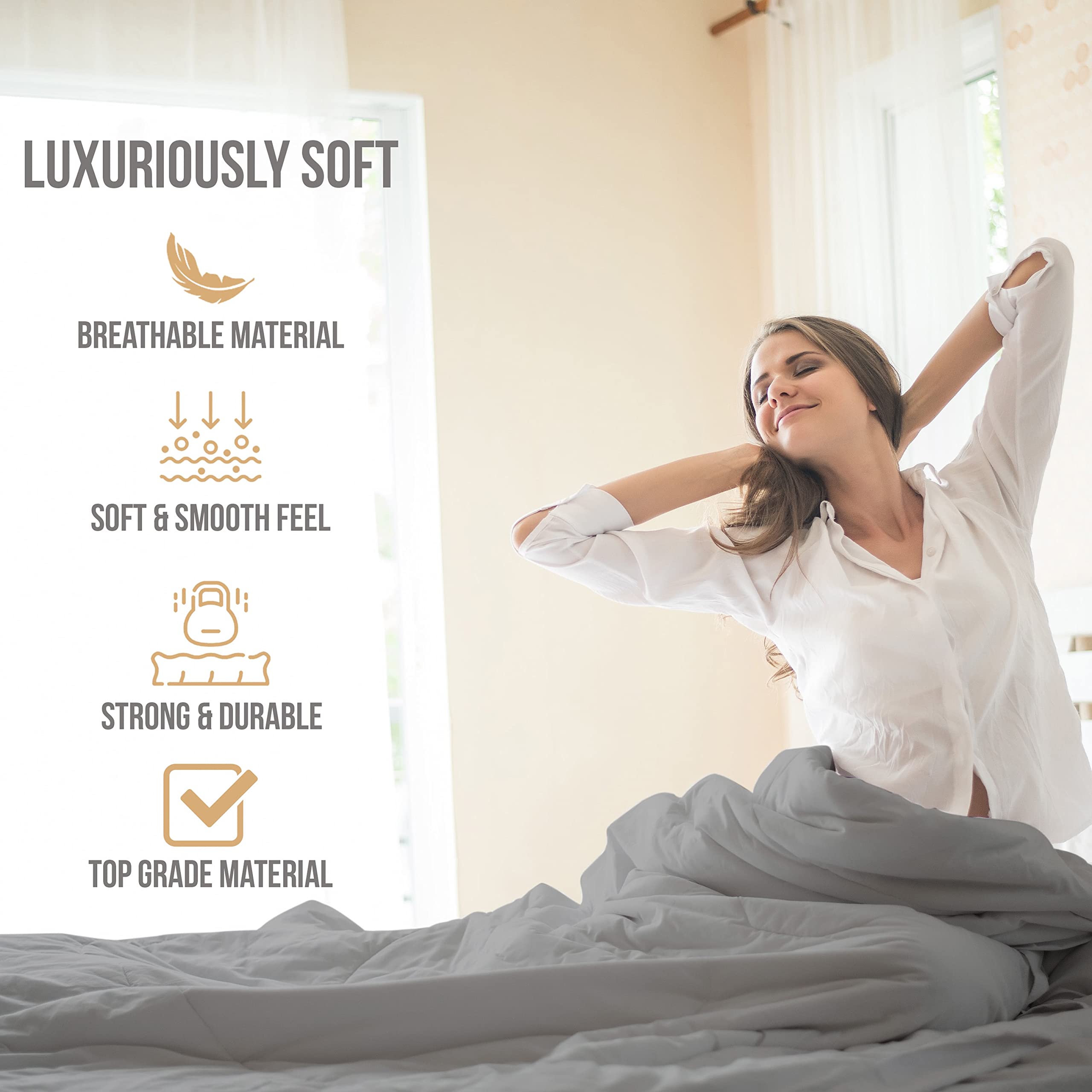 Premium Cooling King Size Sheet Set - Luxury Hotel Quality Microfiber Bedding with Deep Pockets & Elastic Corners - 4 PC Set Includes Fitted Sheet, Flat Sheet & Pillowcases (King, Light Gray) - Perfect for Hot Sleepers & Summer Nights