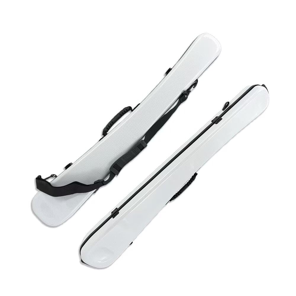 Premium White Upright Double Bass Bow Case - Holds 1-2 French/German Bows - Carbon Fiber Hard Protection Case with Adjustable Shoulder Strap - Ideal for Orchestra Performances, Music School & Professional Musicians