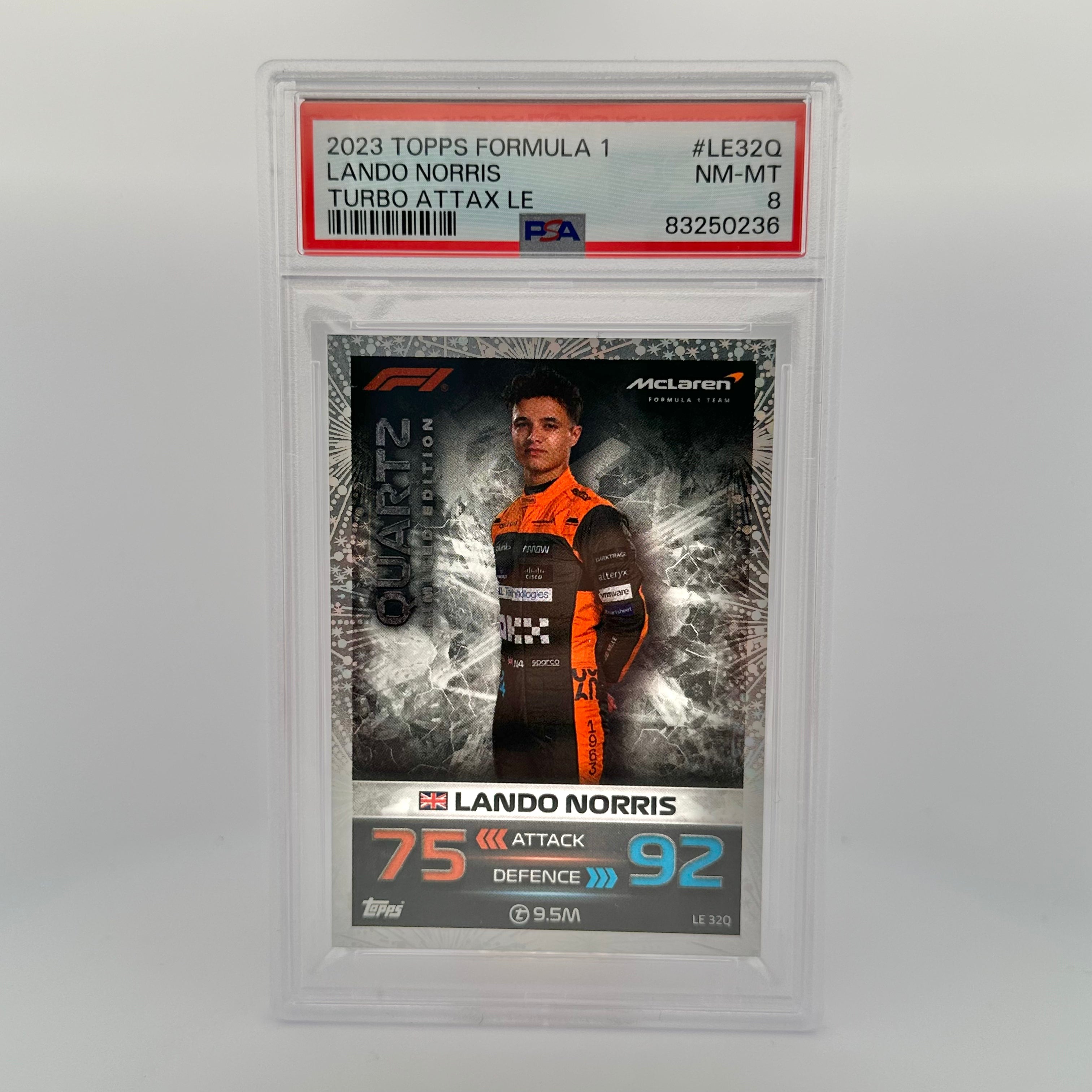 PSA 8 Graded Lando Norris #LE32Q Quartz Limited Edition Trading Card - Perfect for Collectors, Investors & Formula 1 Fans